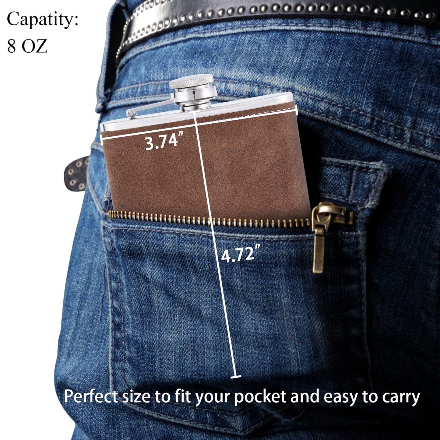 - Personalised Flask for Men | 4 Designs | 8oz 304 Stainless Steel -