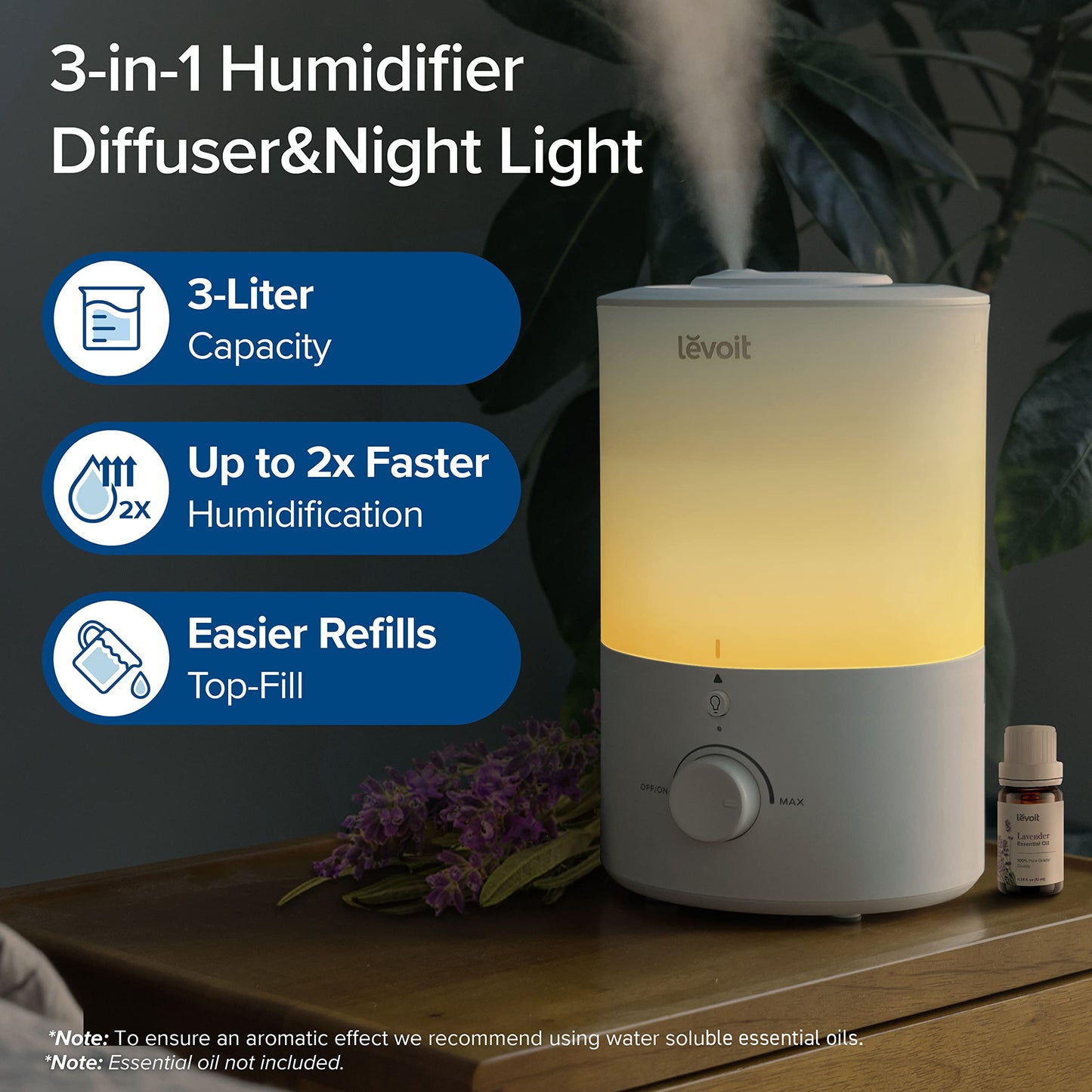 - LEVOIT 3L Humidifier | Cool Mist Humidifier for Home -