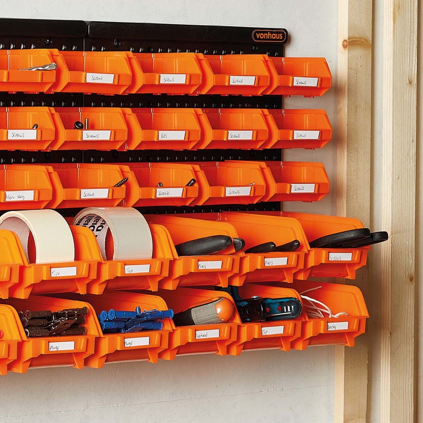 - VonHaus Workshop Storage - 30pcs Wall Mount Storage Organiser Bin for Tool Shed