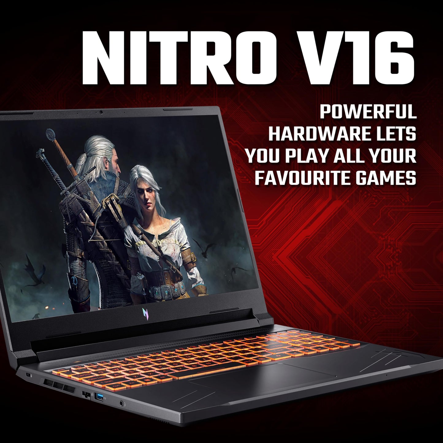 Acer Nitro V 16 ANV16-41 Gaming Laptop - AMD Ryzen 7 8845HS, 16GB, 1TB SSD, NVIDIA GeForce RTX 4060 8G, 16" WUXGA IPS 165Hz, Windows 11, Black