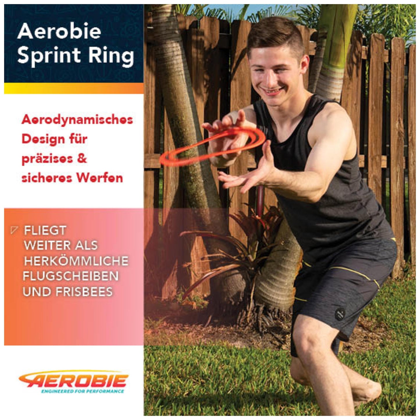 Aerobie Sprint Flying Ring, throw ring, 25.4 cm Diameter, Orange