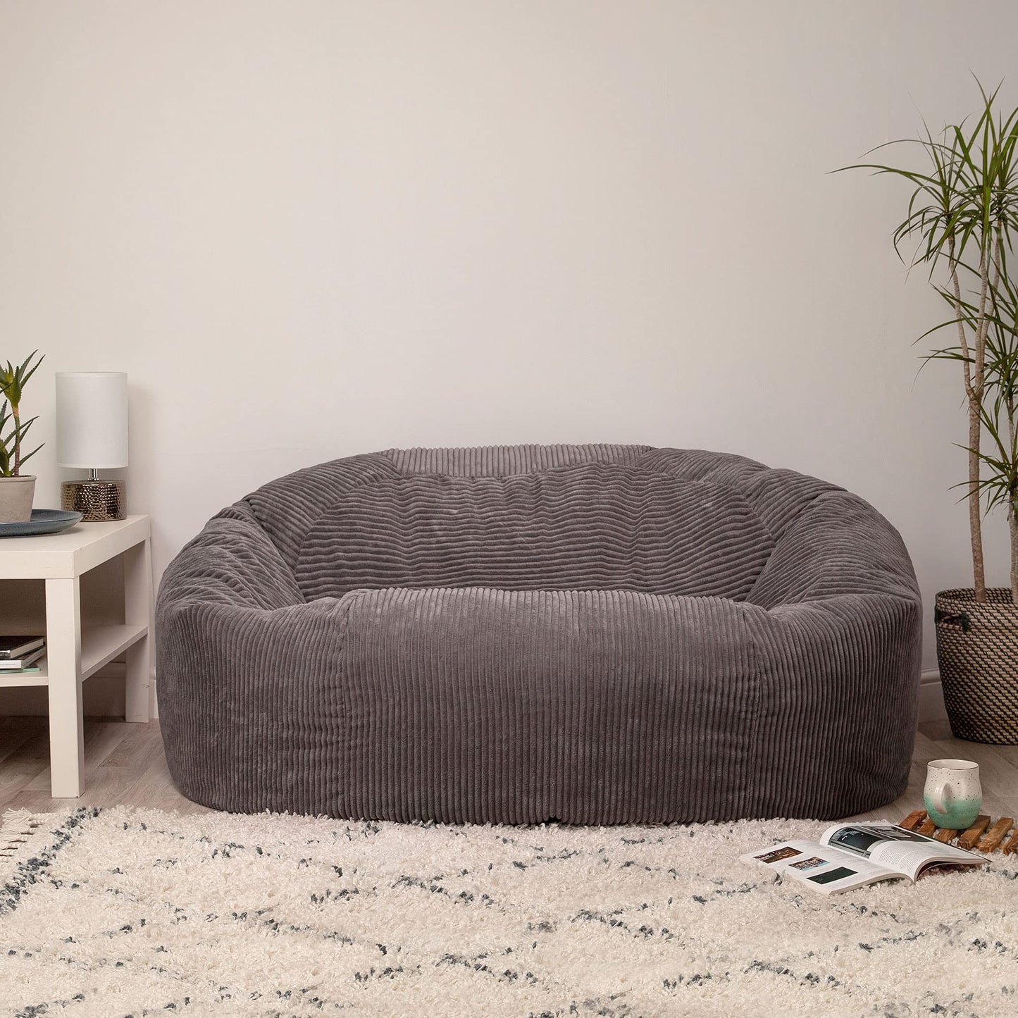 - icon Soul Cord Loveseat Bean Bag Sofa | Charcoal Grey | Extra Large | 130cm x 116cm -