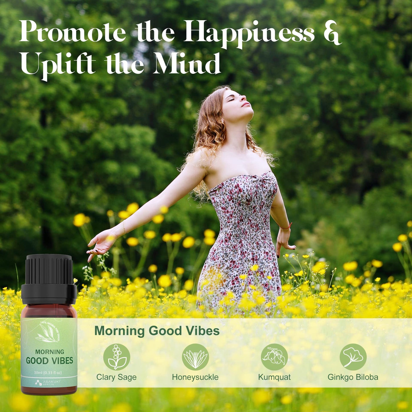 ASAKUKI Wellness Essential Oils Gift Set ā 100% Pure Aromatherapy Diffuser Blends Oils, Therapeutic Grade, Help for Uplift Mind, Calm Stress & Anxiety, Allay Tiredness, Sleep Better - 3 * 10mL