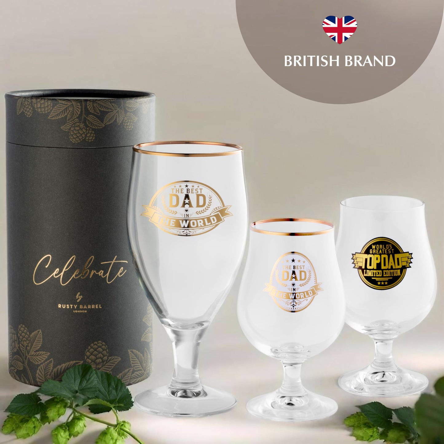- Rusty Barrel Father's Day Gifts | Best Dad Personalised Beer Glass | (400ml) -
