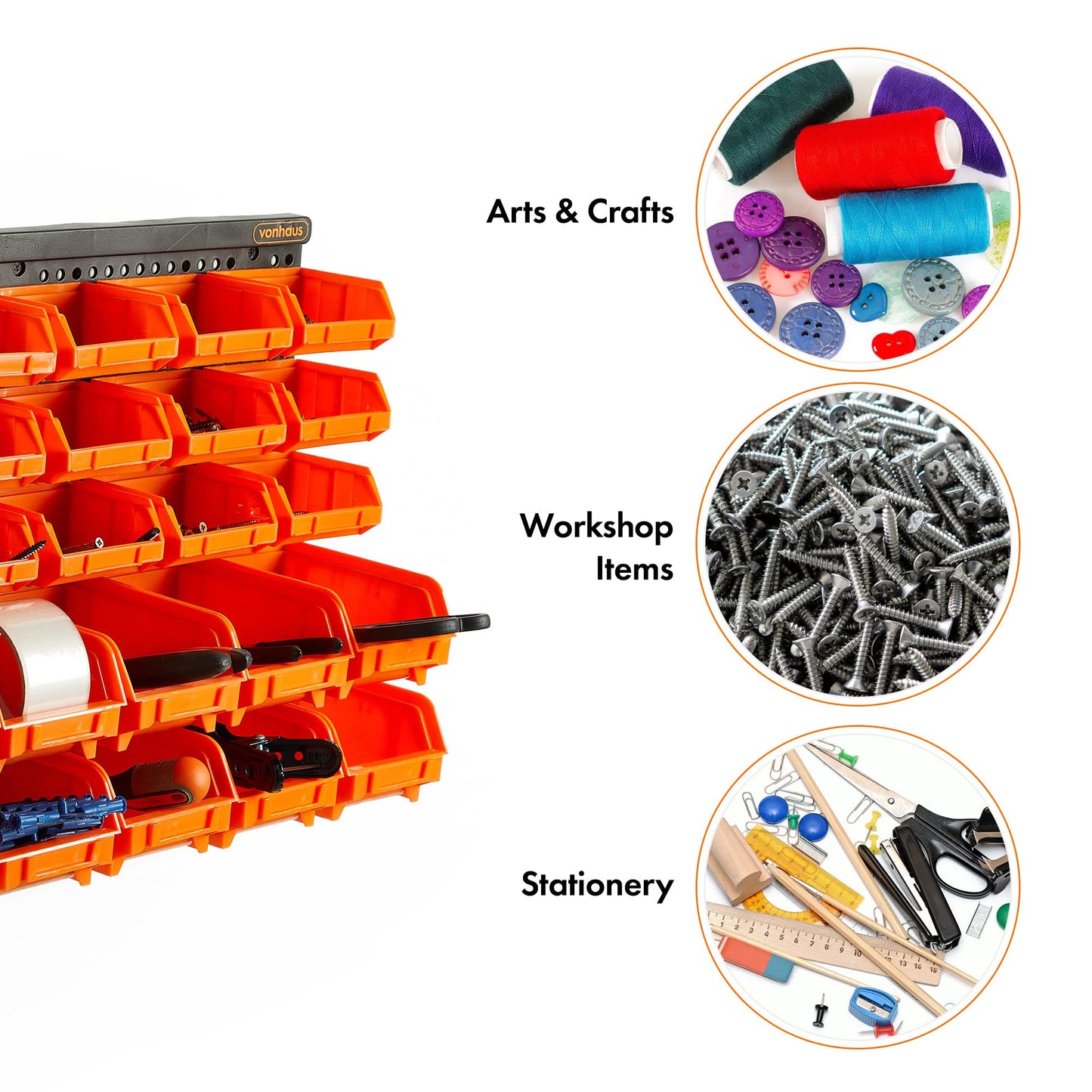 - VonHaus Workshop Storage - 30pcs Wall Mount Storage Organiser Bin for Tool Shed