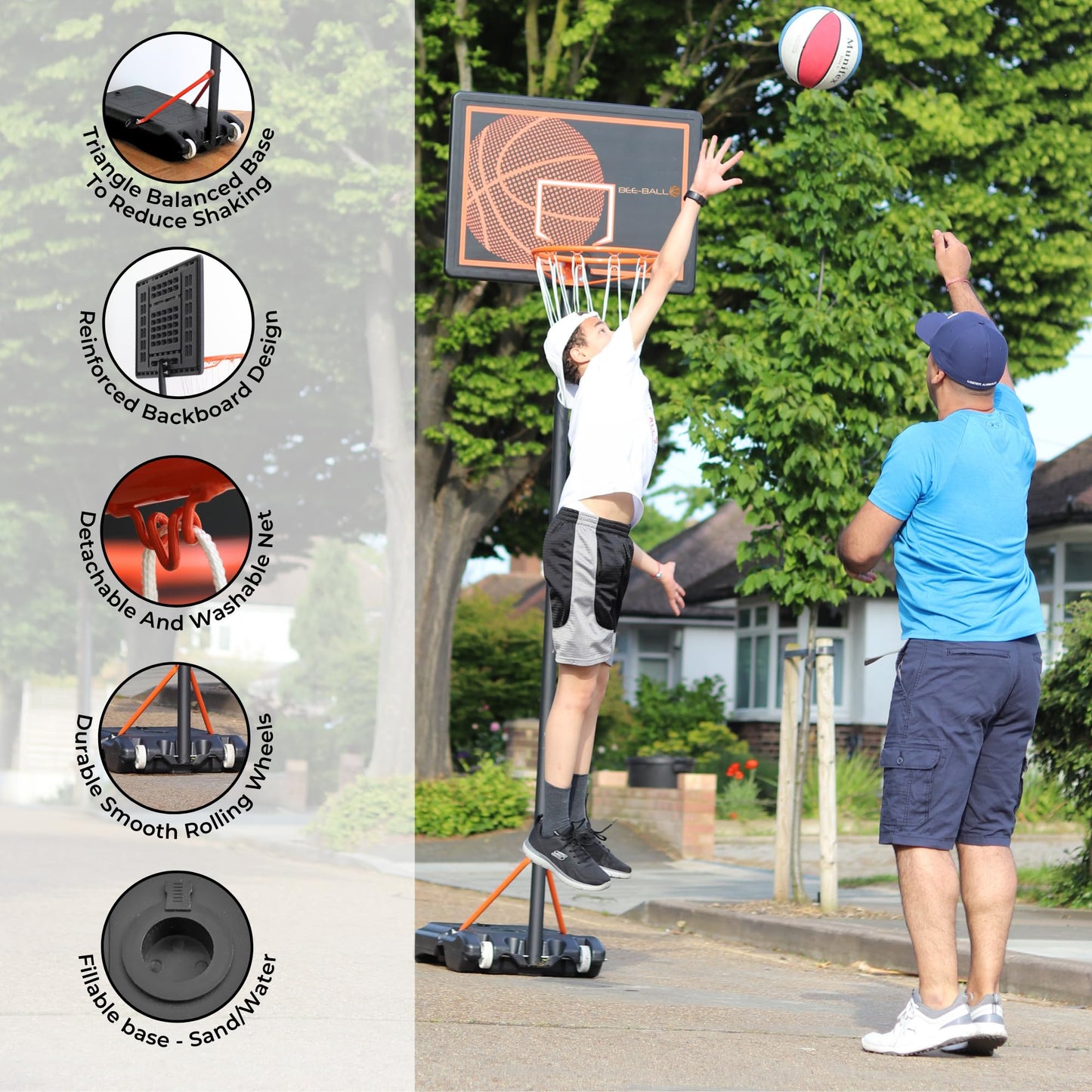 Bee-Ball BB-05 Adjustable Basketball Hoop (Basketball Stand) (5.2 ft -6.8 ft)