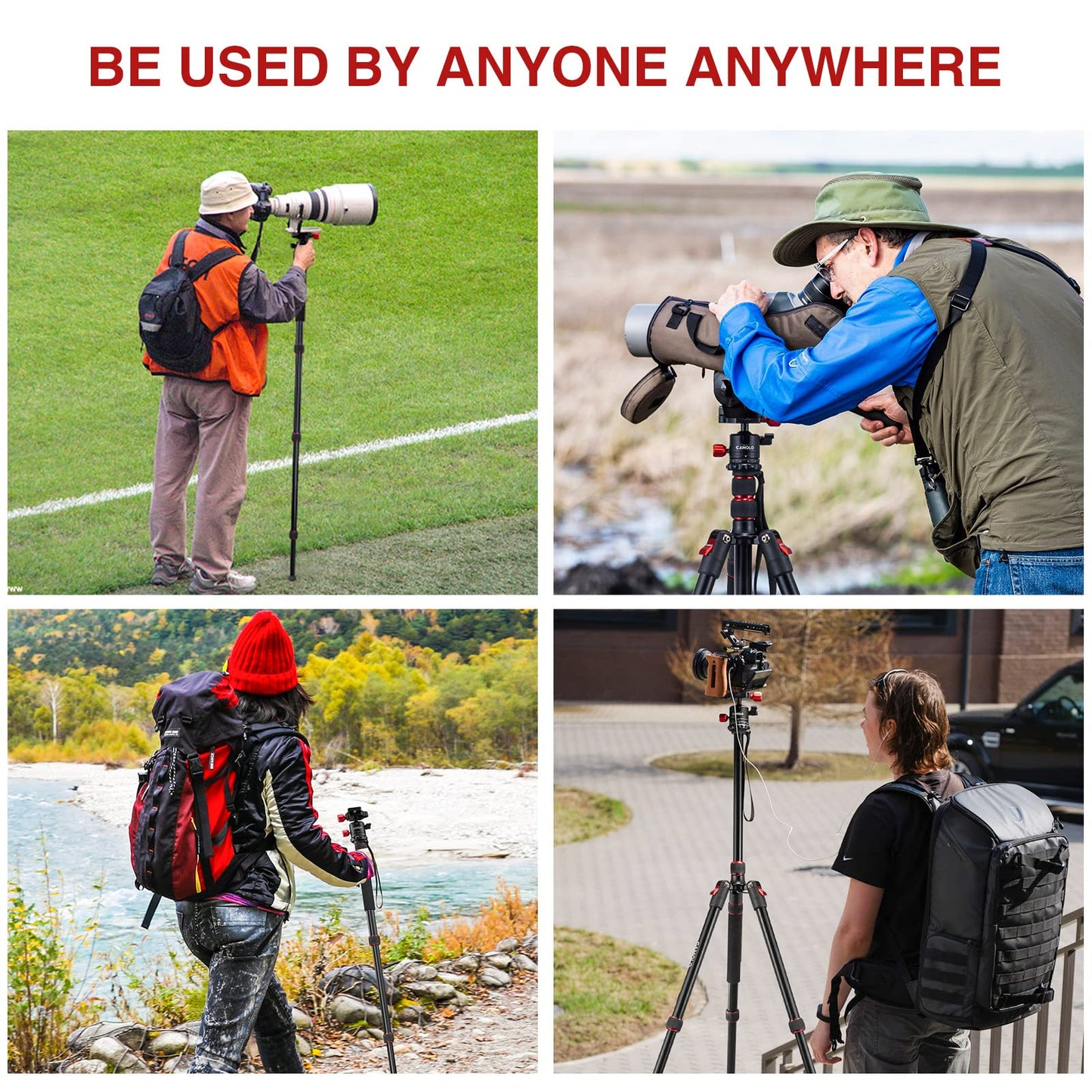 CAMOLO 75" Camera Tripod DSLR Tripod for Travel Aluminum Camera Tripod Monopod 360° Panorama Ball Head with Quick Release Plate Professional Tripod with Carry Bag Phone Mount w Cold Shoe 33 lbs Load