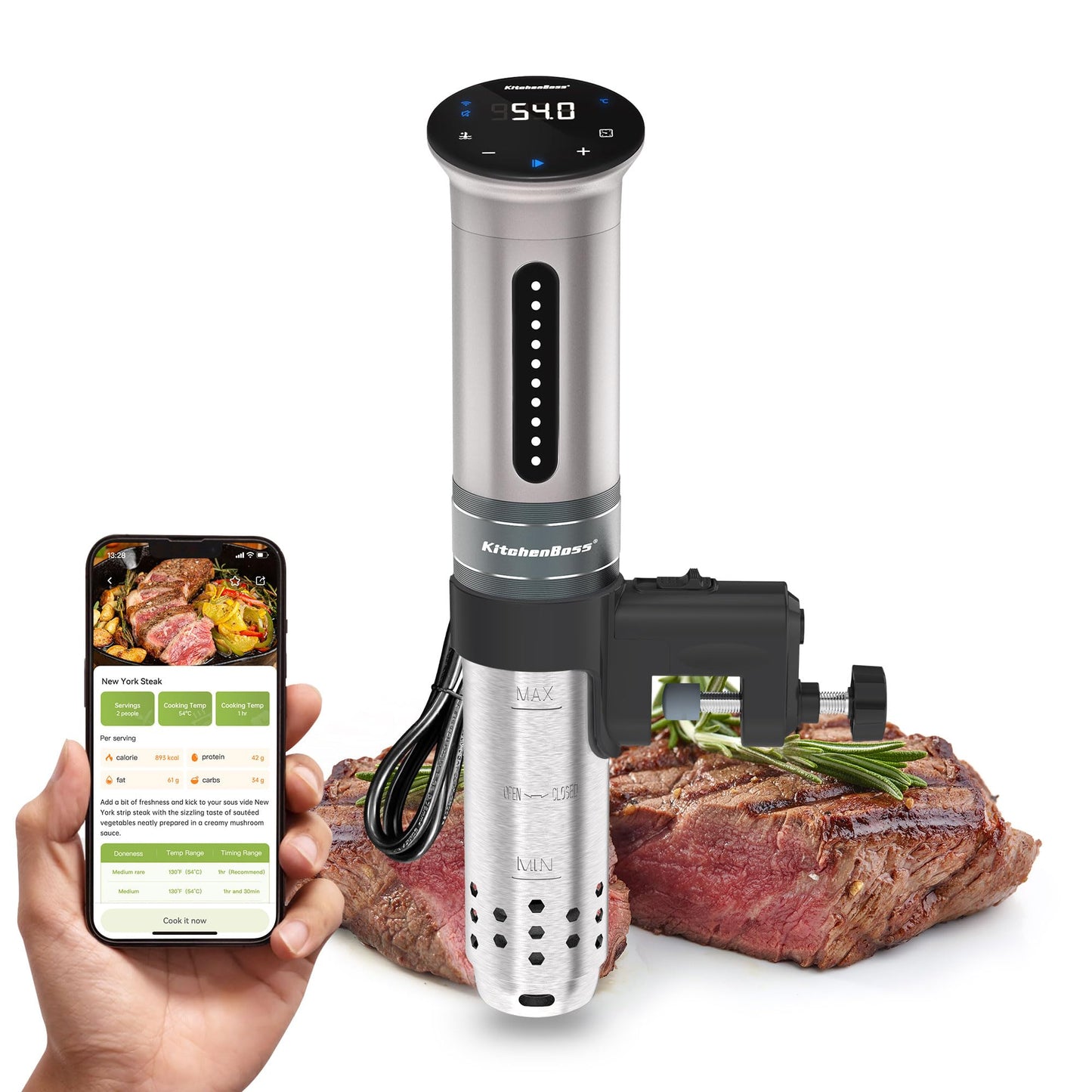 - KitchenBoss WIFI Sous Vide Machine | Sous Vide Cooker | 1100W Cooking Machine -