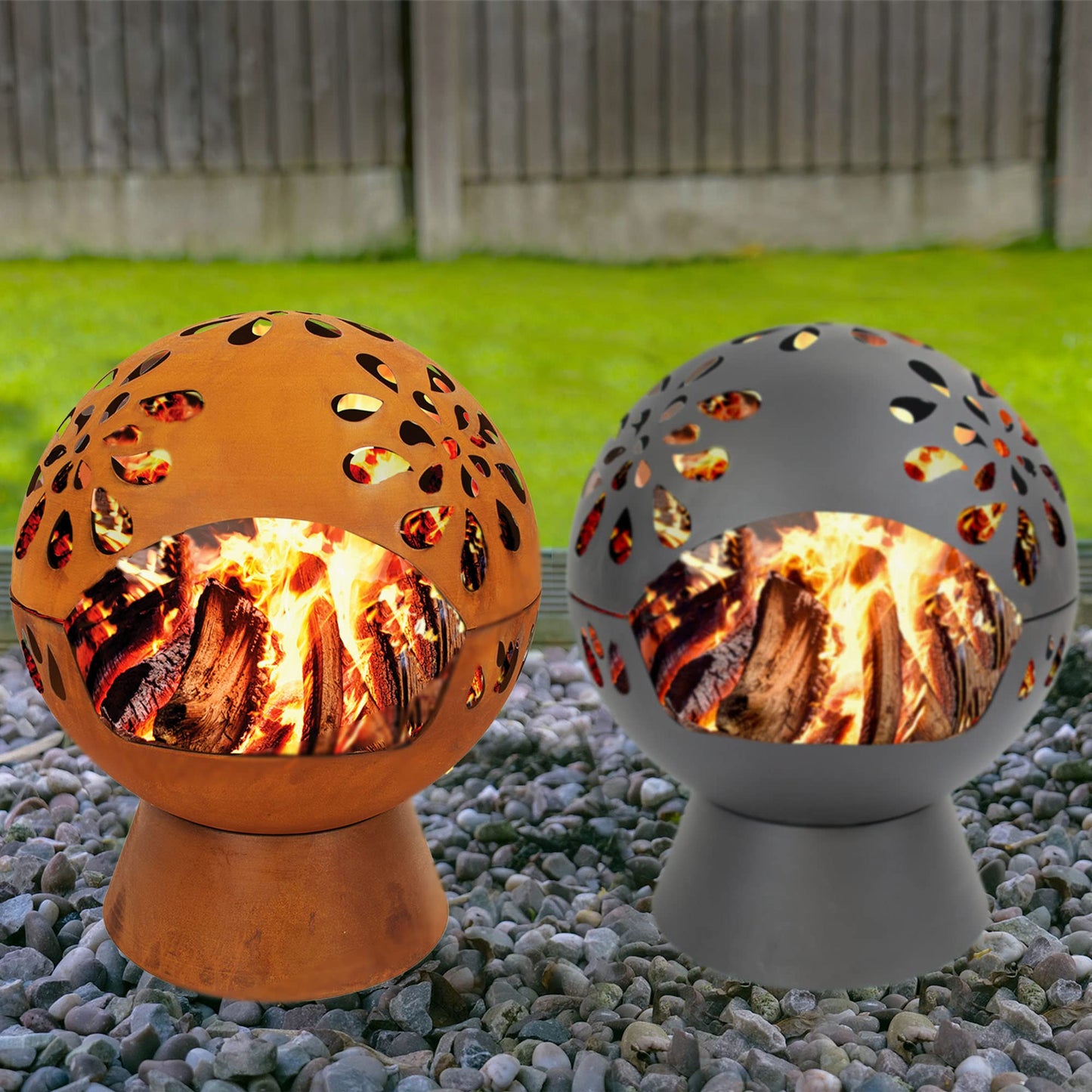 - GardenCo Globe Fire Pit | Large 60cm Outdoor Round Firepit for Garden and Patio -