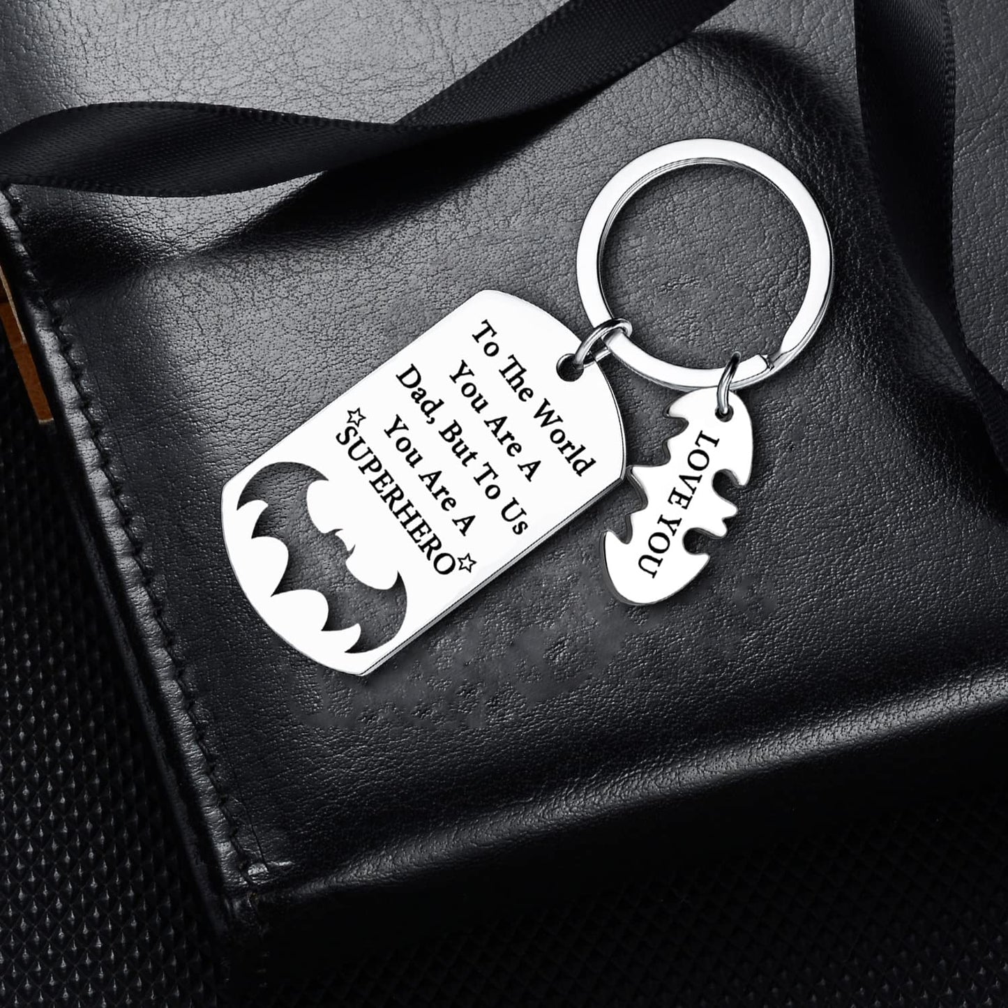 Dad Keyring Gifts from Daughter Son Daddy Birthday Gift for Dad Fatherās Day Gift Dad Presents Key Chain for Papa Father KeyChain To The World You Are A Dad But To Us You Are A SUPERHERO(Dad)