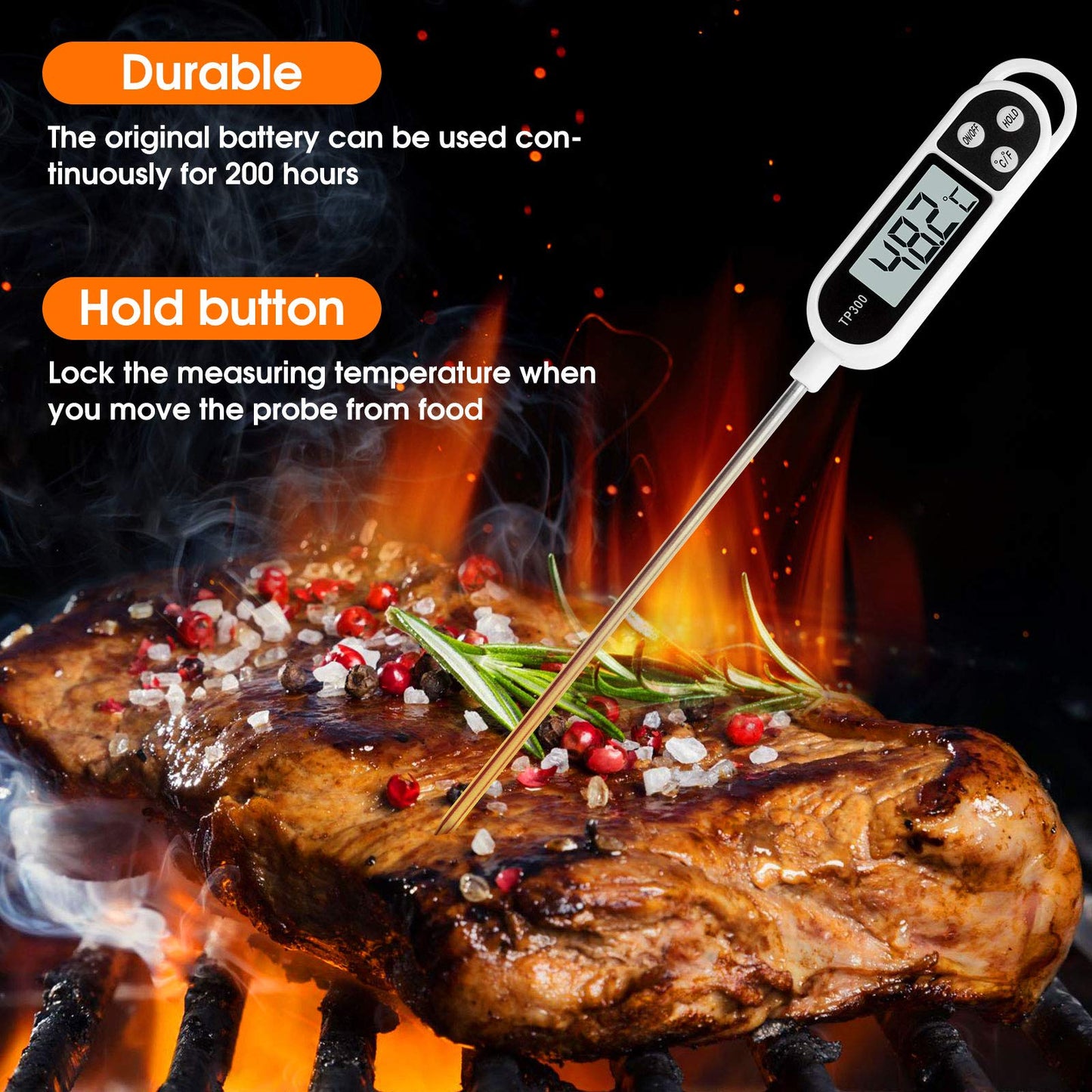 - Digital kitchen Thermometer Cooking food | Accurate Thermometer with long Probe -