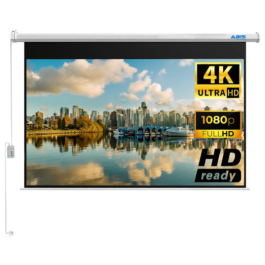 ABIS 84" Electric Motorised Projector Screen | Support 16:9 Aspect Ratio Resolution FHD, 2K to 8K | Perfect for Meeting, School, Home, Theatre, Cinema Indoor