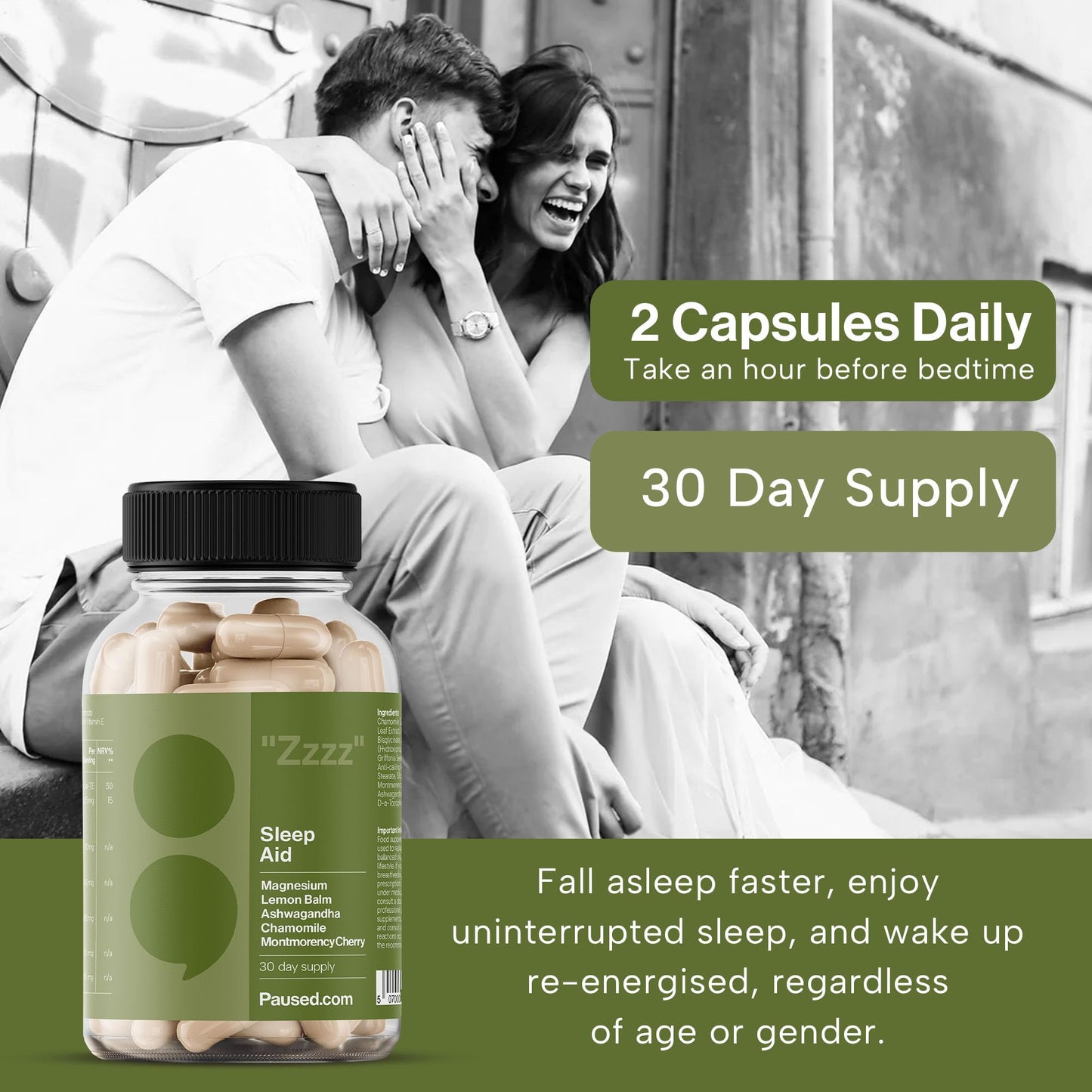 - Paused Sleep Aid Supplement - 60 Capsules | 1 Month Supply Sleep Support | Vegan & Gluten-Free -