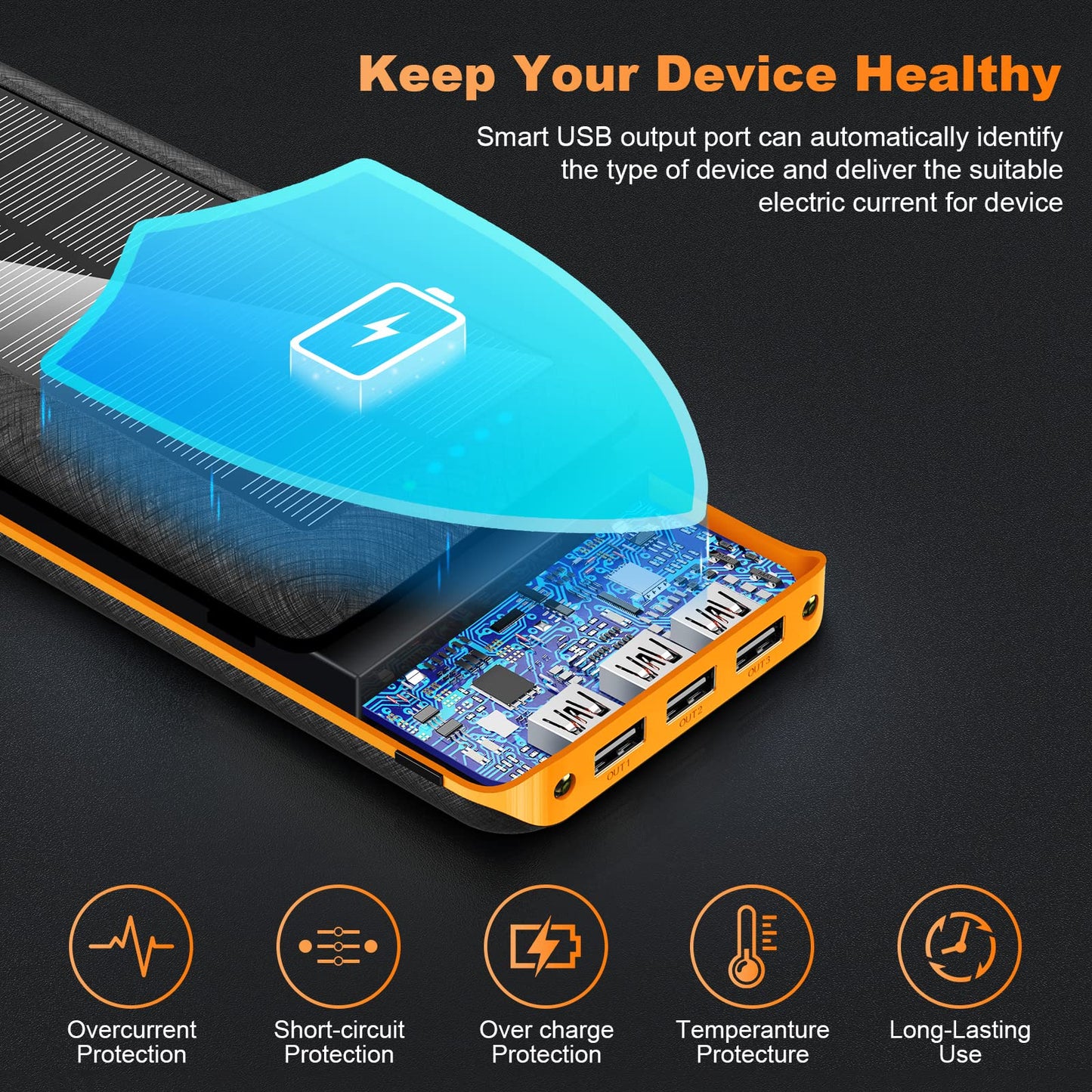 - Power Bank 26800mAh Portable Charger | Power Pack | Solar Power Bank | 3 Outputs 2 Input -