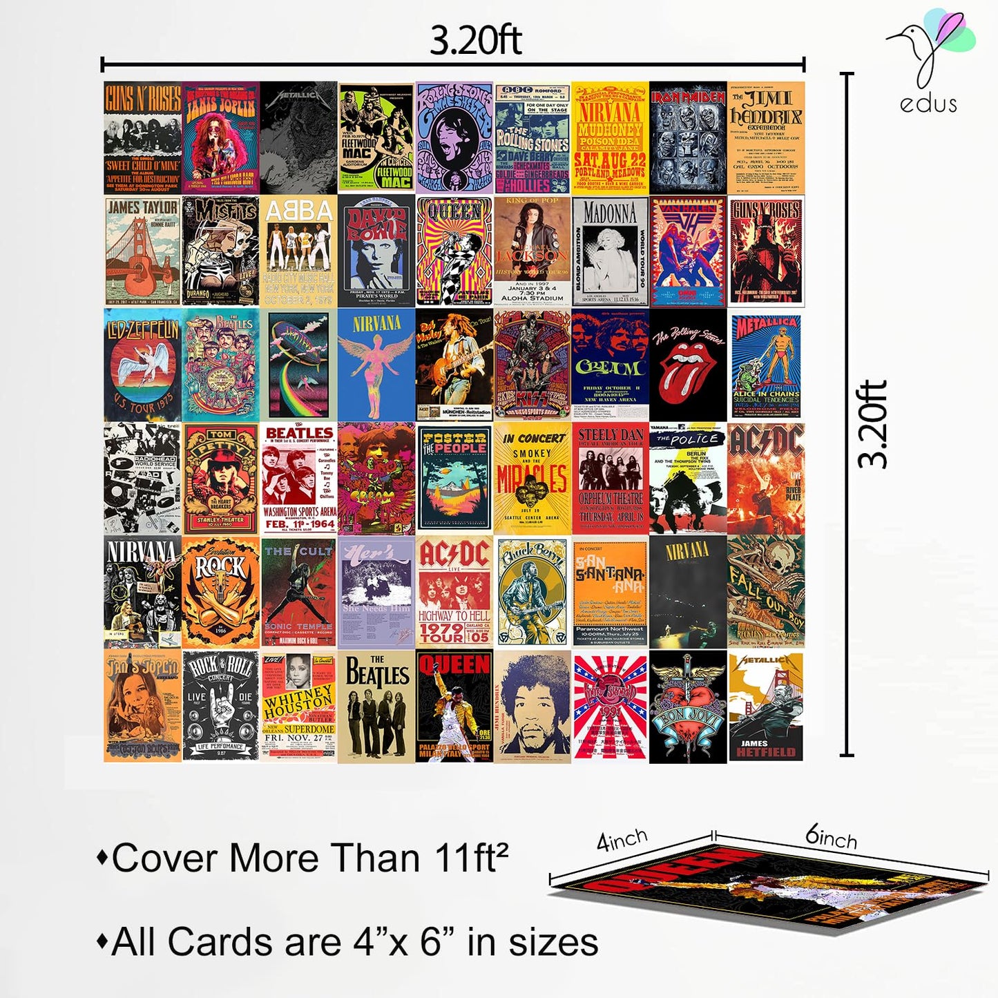 - EDUS 54PCS Vintage Rock Wall Collage Kit | Nirvana/Band Posters | Retro Music Concert Album -