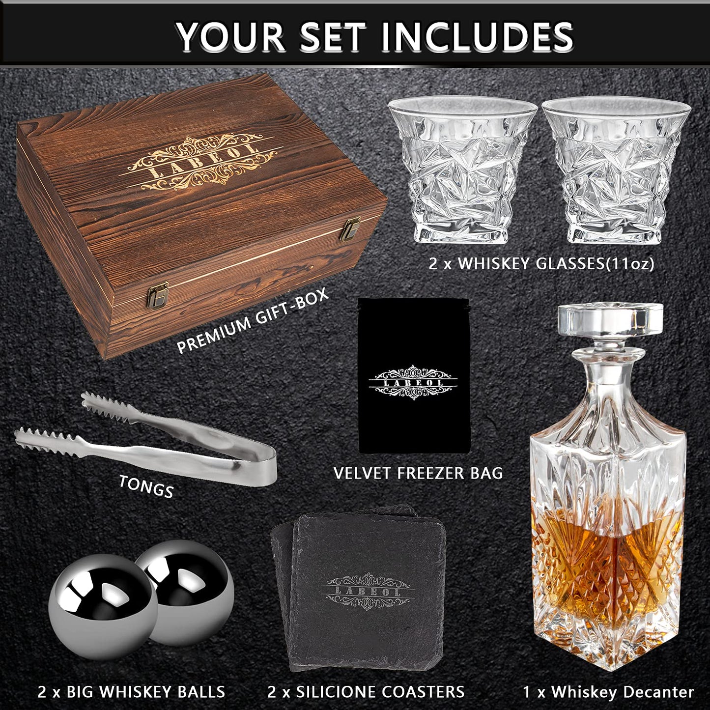 - Whiskey Stones Whiskey Gift Sets for Men Whisky Glasses Set 2 Reusable Stainless Steel