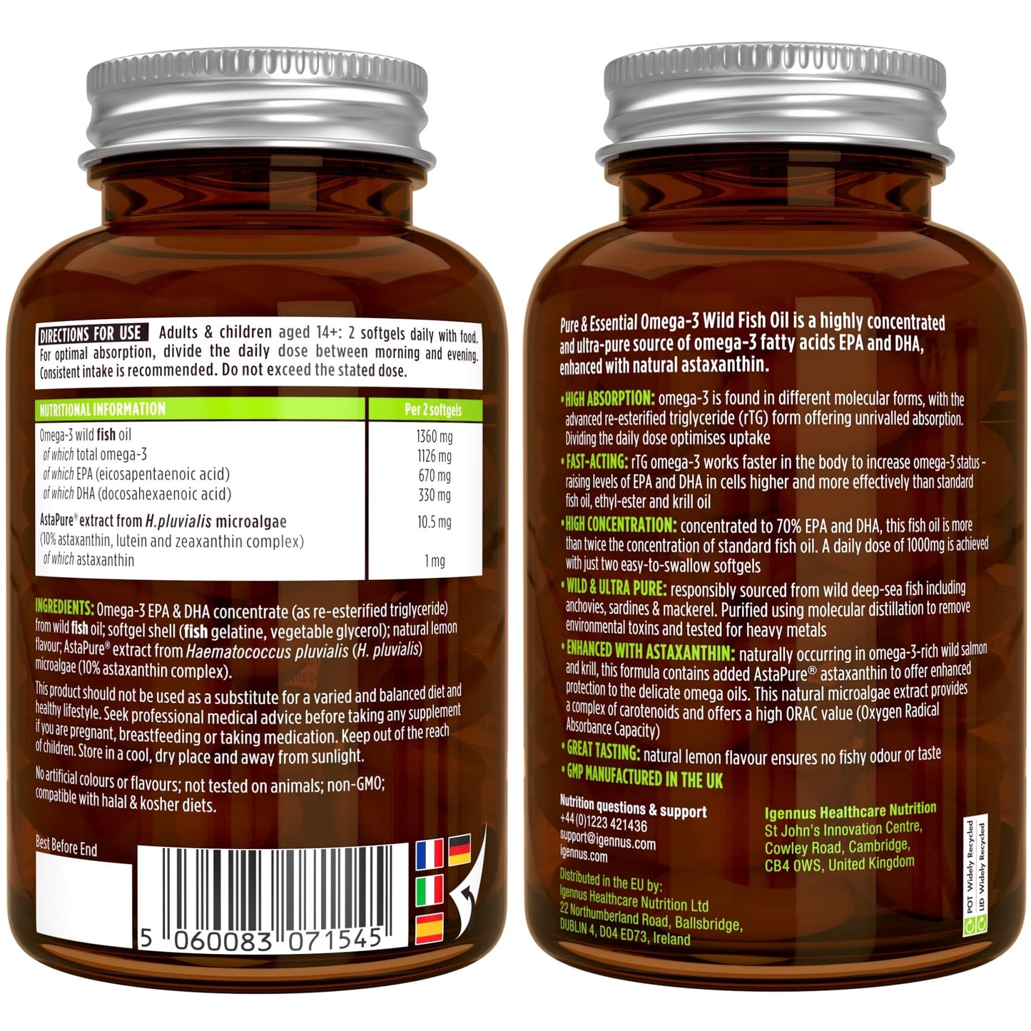- Omega-3 Wild Fish Oil & Astaxanthin | The Most Advanced High Absorption rTG Omega-3 | Lemon Flavour | 180 Small Softgels -