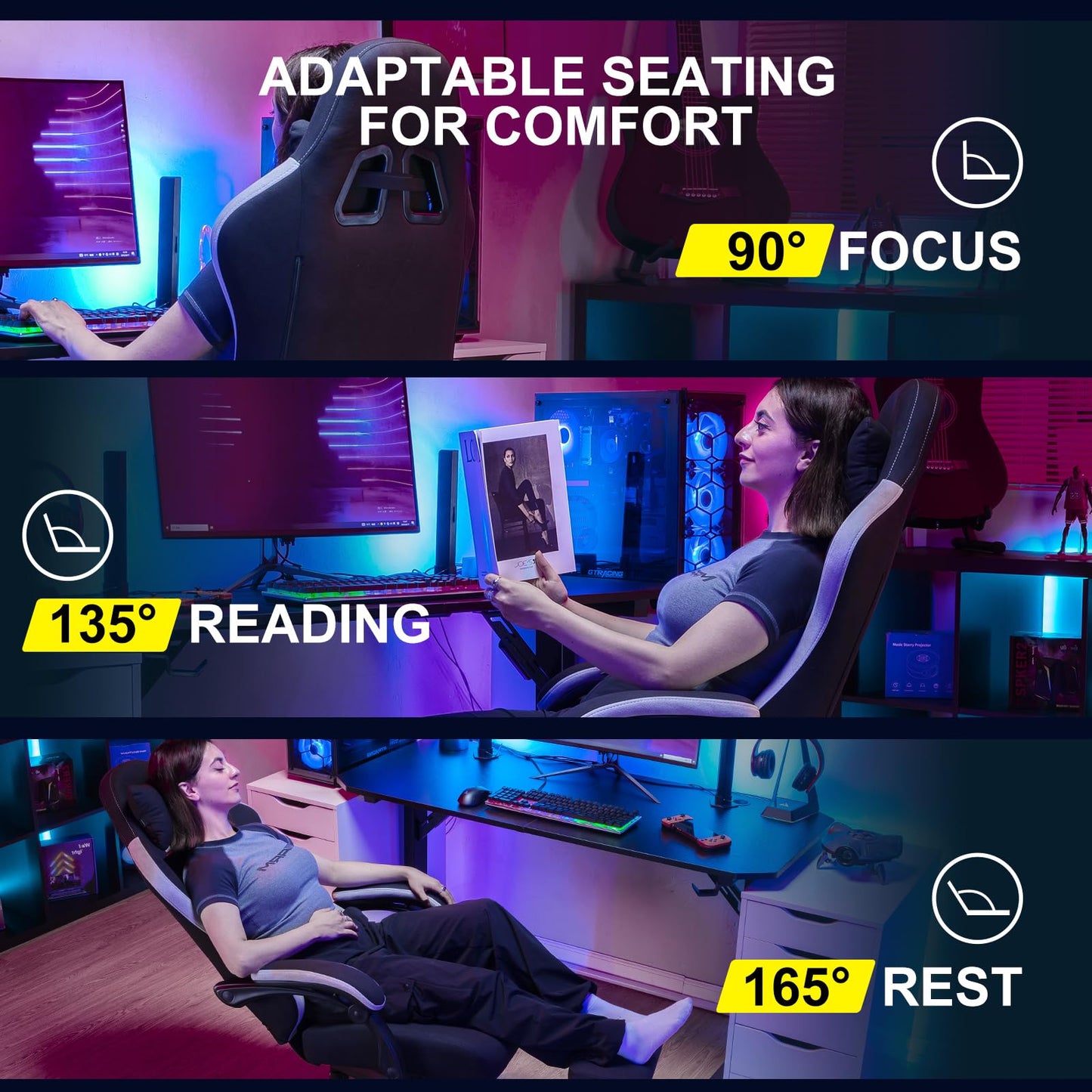 - GTPLAYER Fabric Gaming Chair | Computer Desk Chair  | Lumbar Support Heavy Duty -