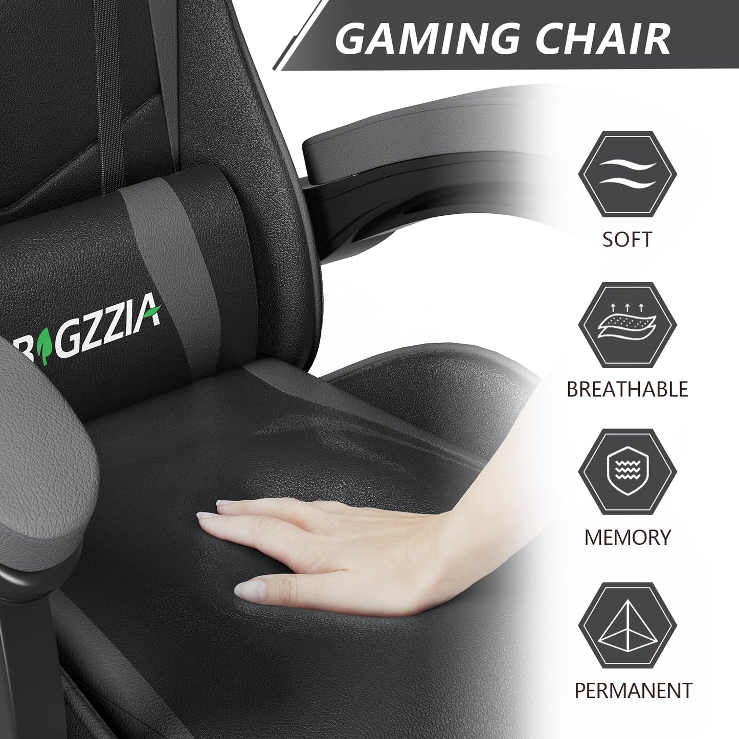 bigzzia Gaming Chair Office Chair Desk Chair Swivel Heavy Duty Chair Ergonomic Design with Cushion and Reclining Back Support (Gray)