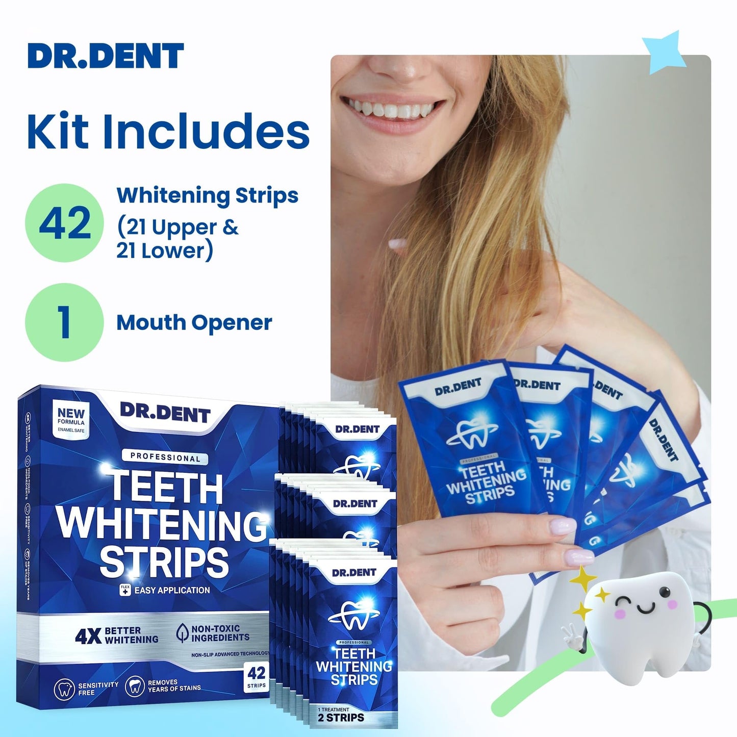 - DRDENT Professional Teeth Whitening Strips 21 Treatments | Safe for Enamel | Non Sensitive Teeth Whitening -