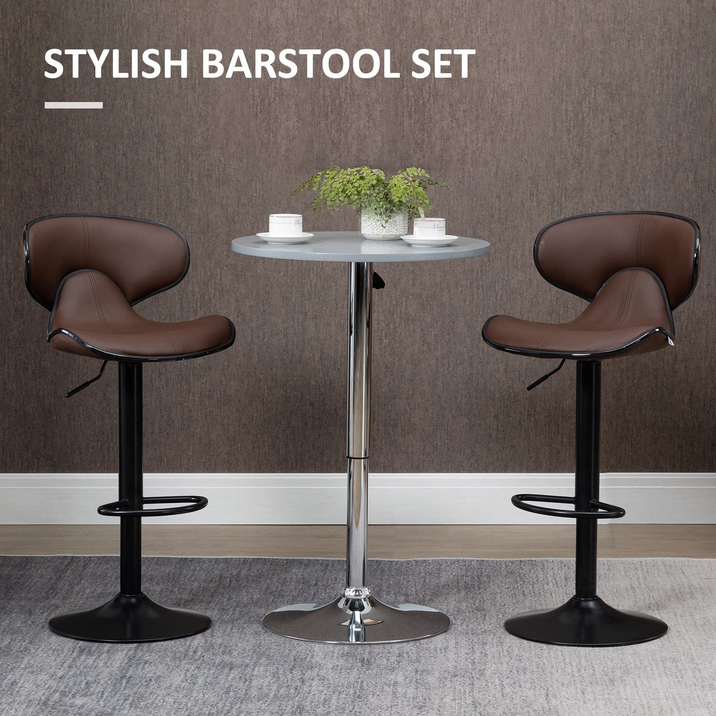 - HOMCOM Adjustable Swivel Bar Stools Set of 2 | Barstools with Footrest and Backrest -