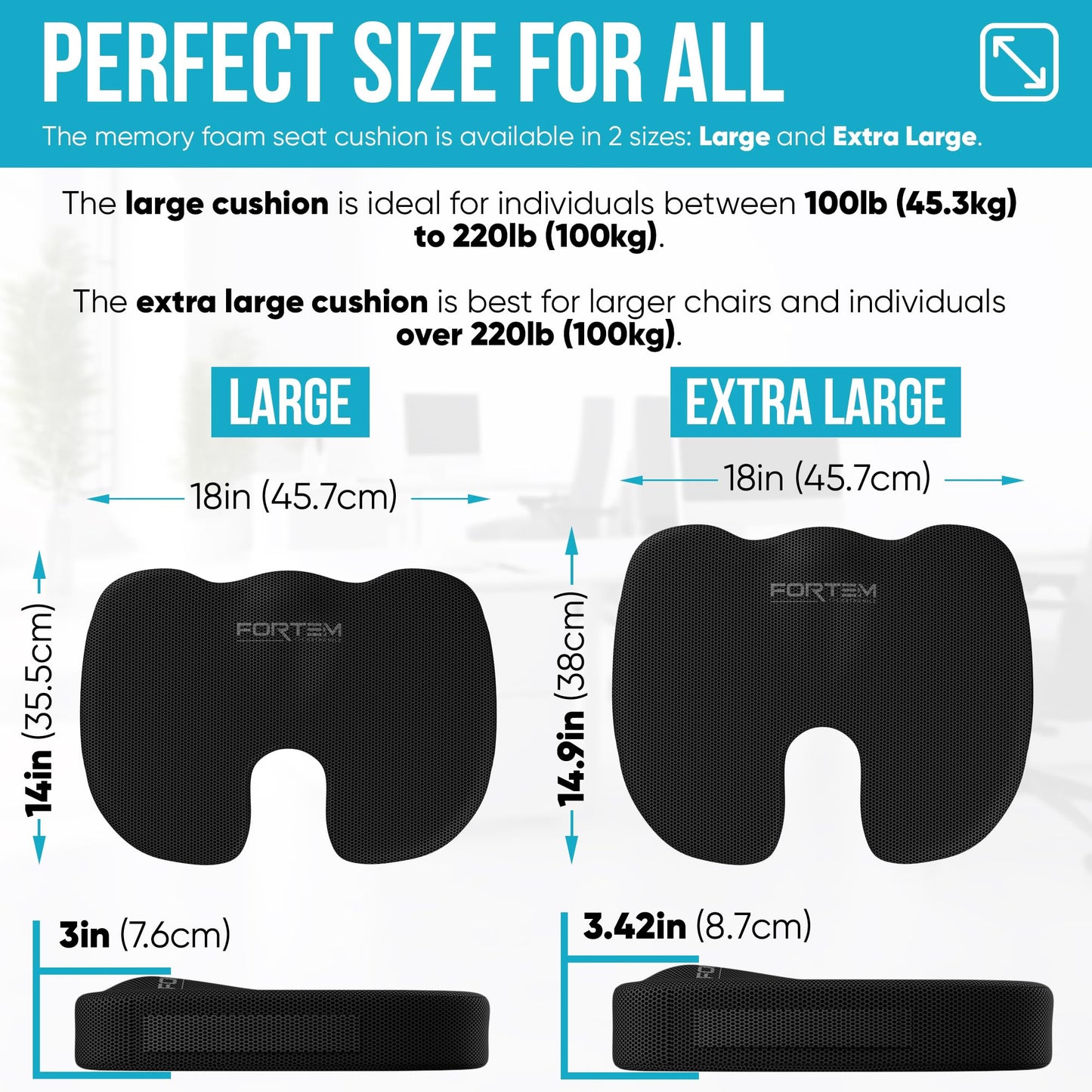 - FORTEM Chair Cushion | Seat Cushion for Office Chair | Lumbar Support Pillow for Chair -