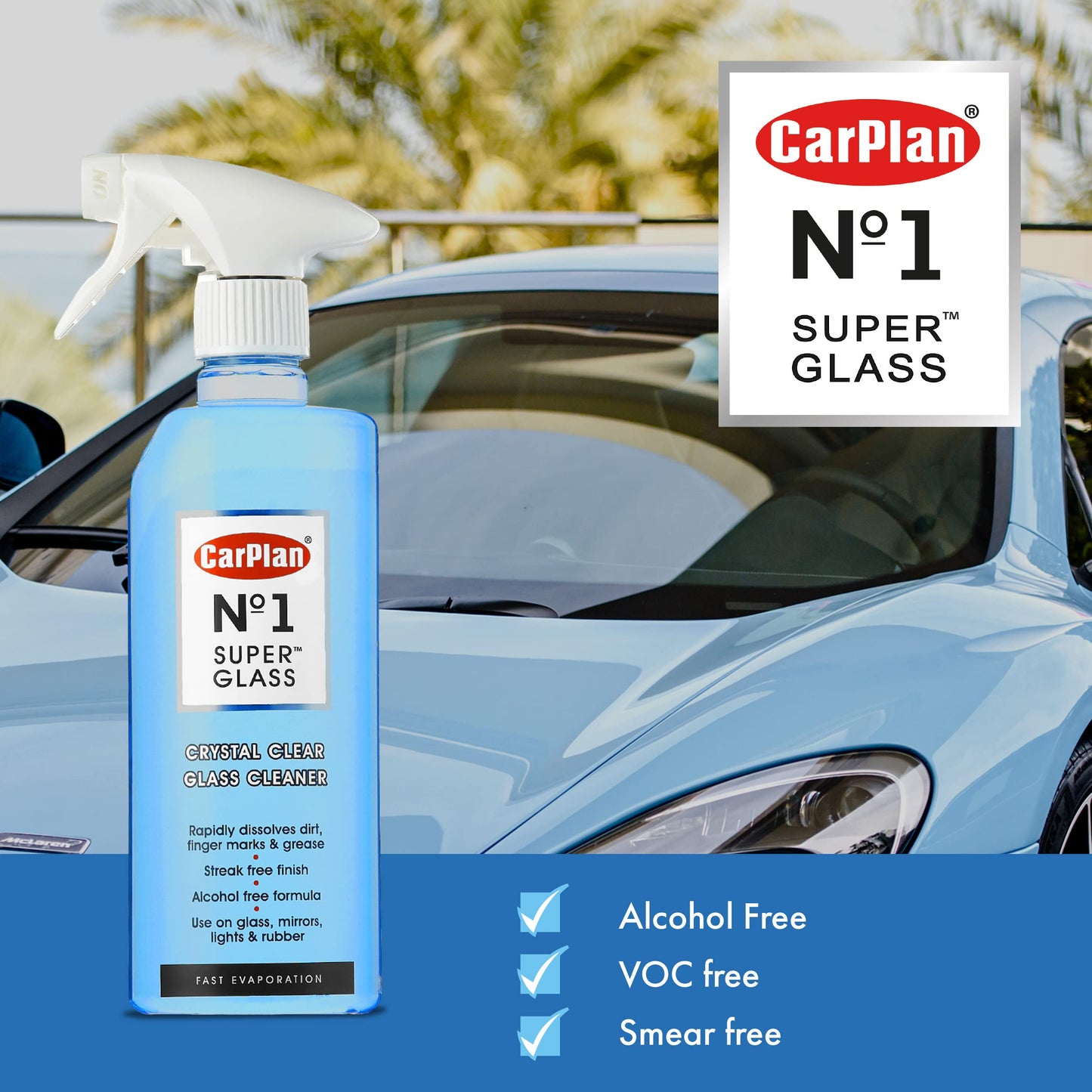 CarPlan No.1 Super Glass Car Glass Cleaner, 600 ml