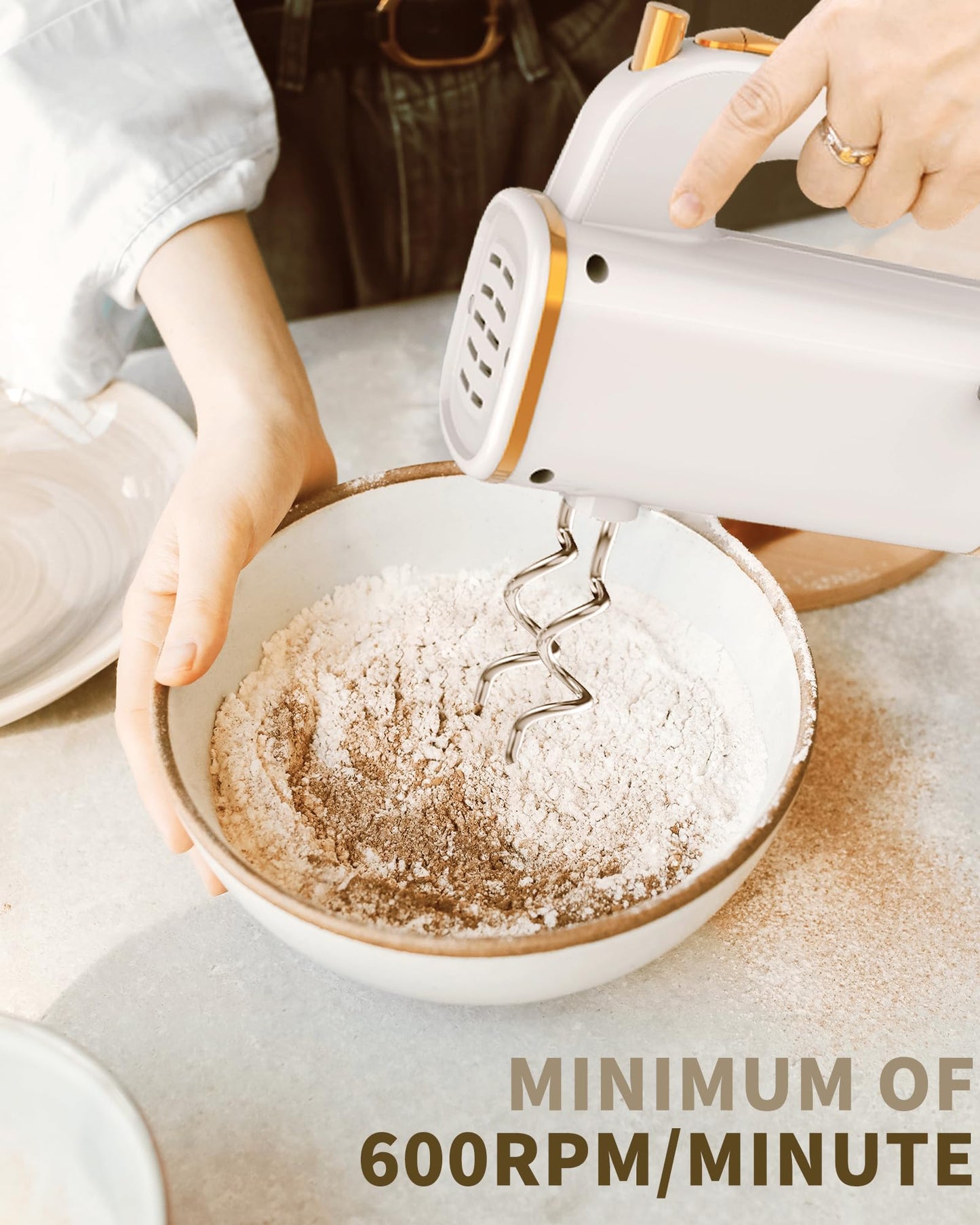 - LINKChef Anti-Splash Hand Mixer Electric Whisk with Storage Base | 5-Speed White Electric Hand Whisk for Baking | 450W -