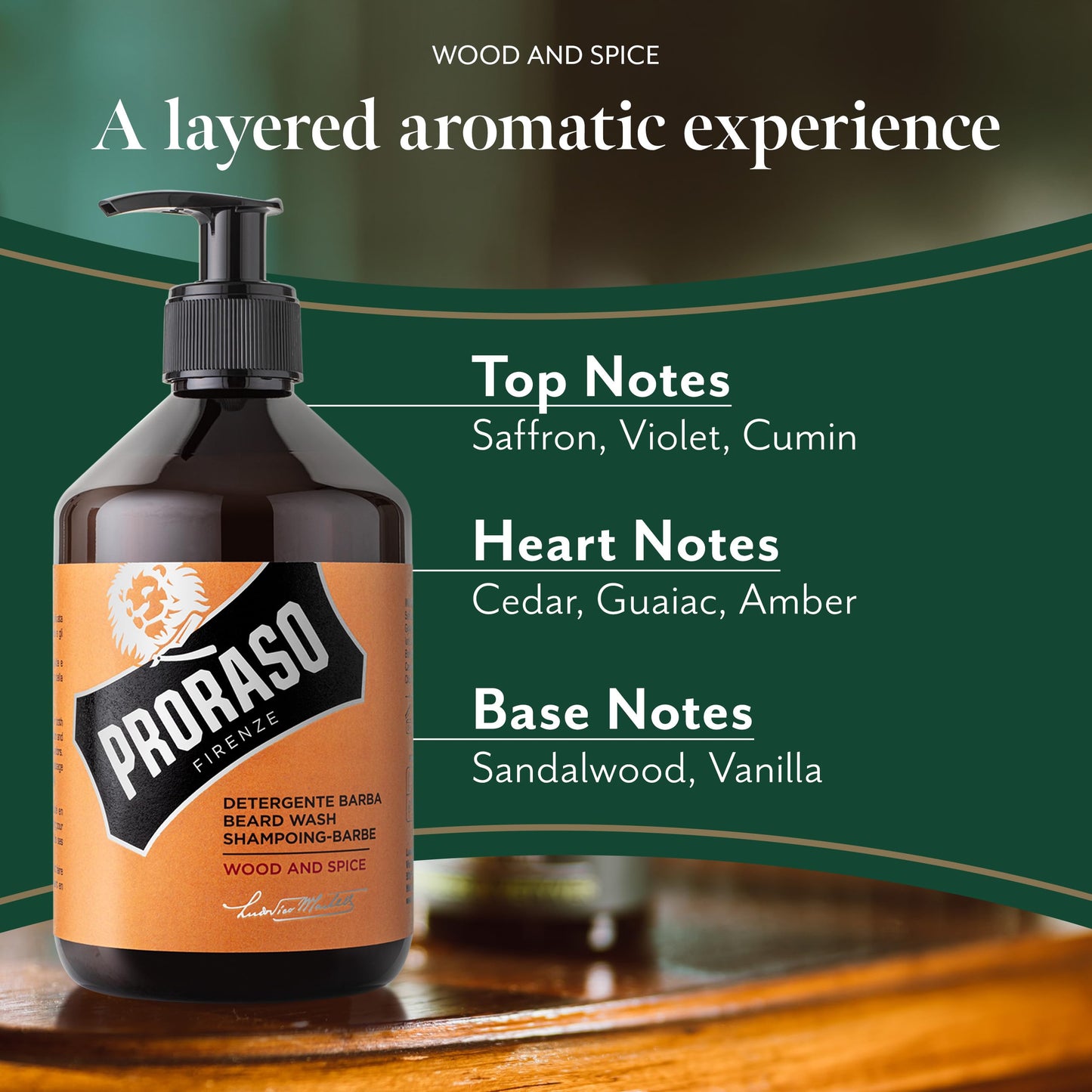 - Proraso Beard Wash Wood & Spice | 500ml | Scented Beard Shampoo -