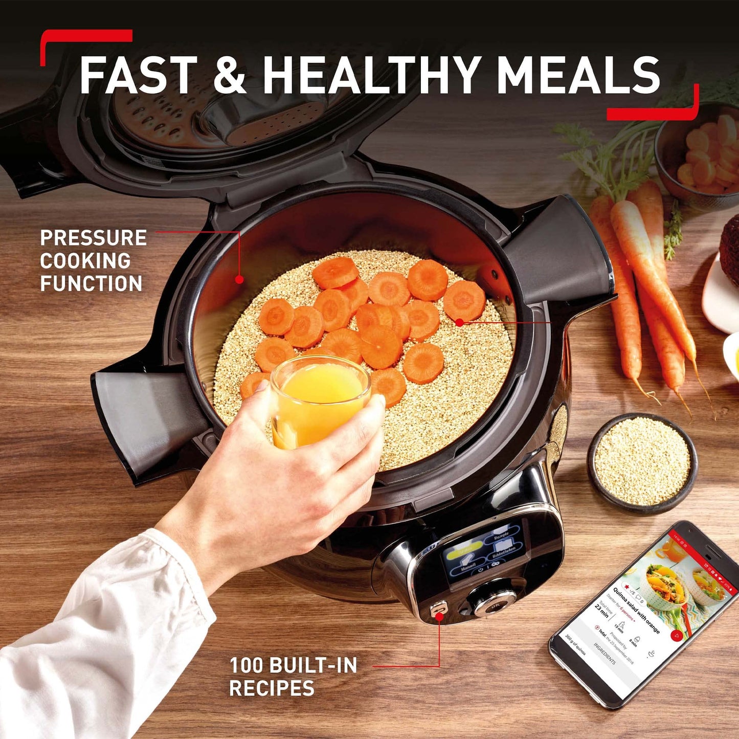- Tefal | Cook4Me+ CY851840 One-Pot Digital Pressure Cooker | 6 Litre/Black and Stainless Steel -