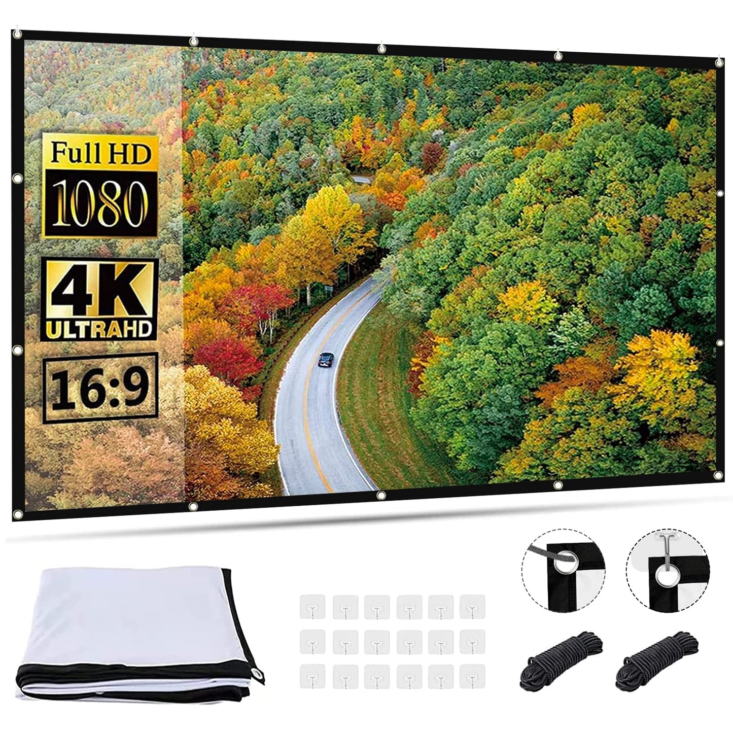 - OWill 100 inch Projector Screen | 16:9 HD Foldable for Home Theater -