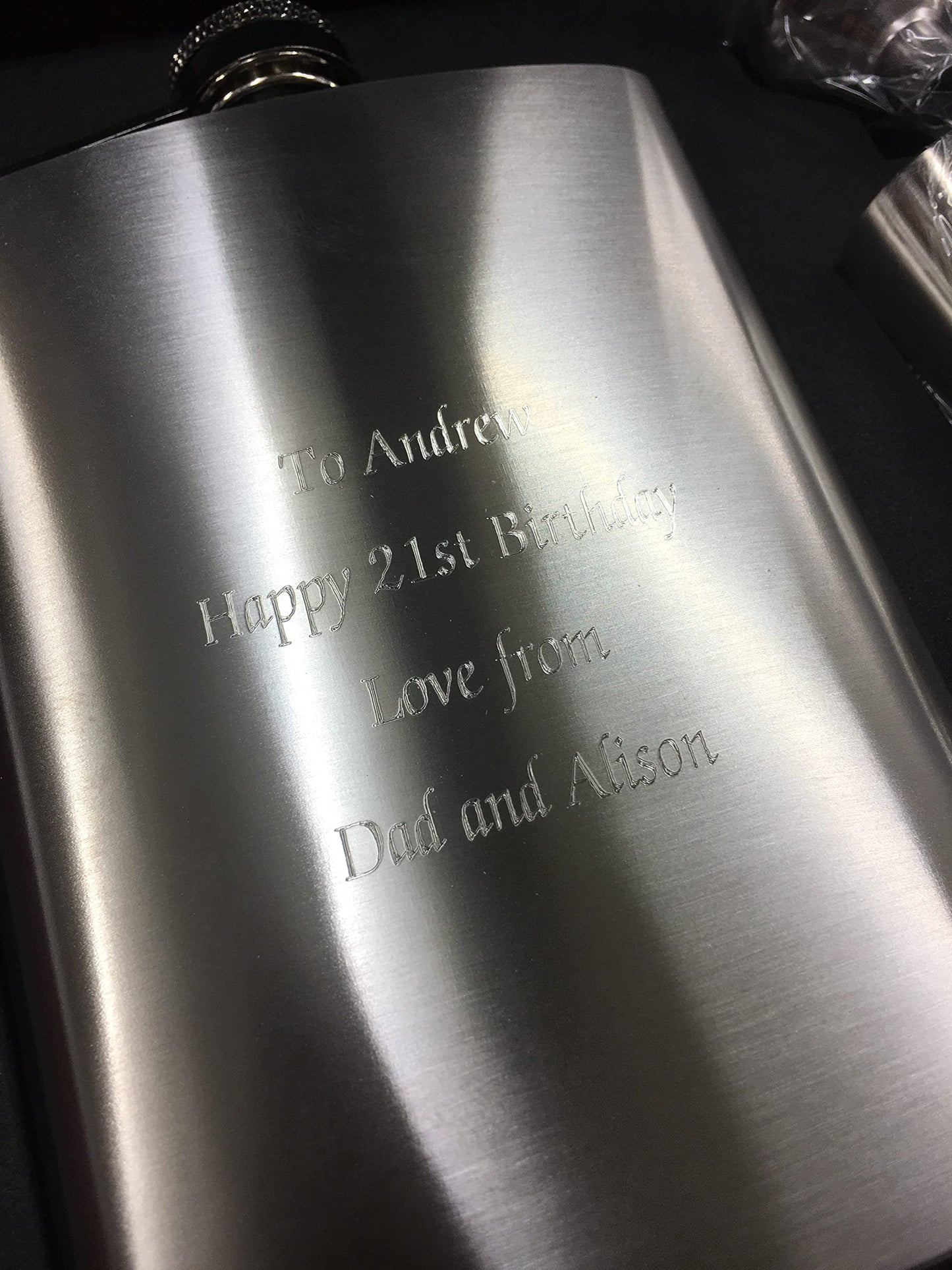 - Personalised 8oz Stainless Steel Hip Flask Gift Set -