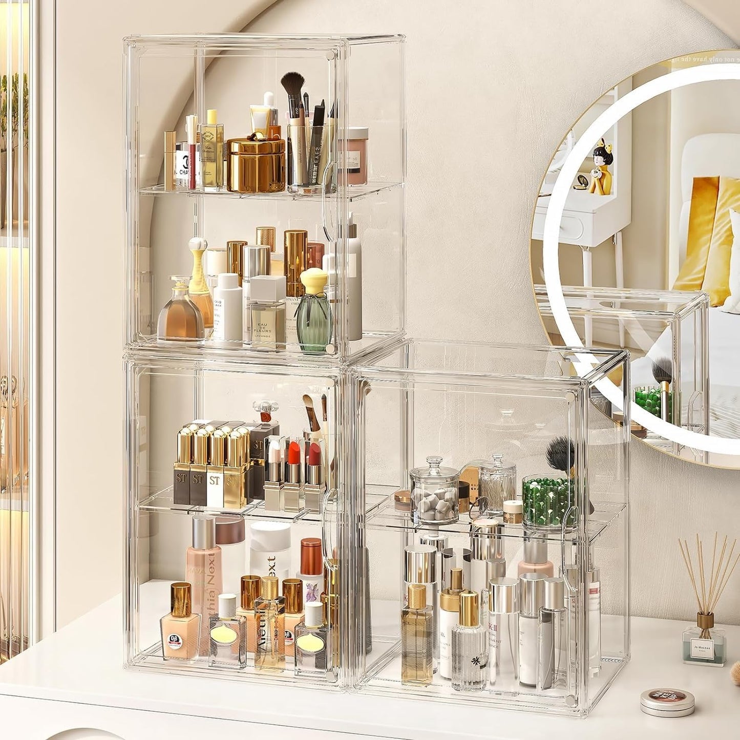 Dasellfa Display Case, Plexiglass Box, Acrylic Display Case, Collector's Display Case with Door, for Mini Figures, Small Figures, Action Figures, Toy, Model Cars, Collectible Figures (30 x 25 x 40 cm)