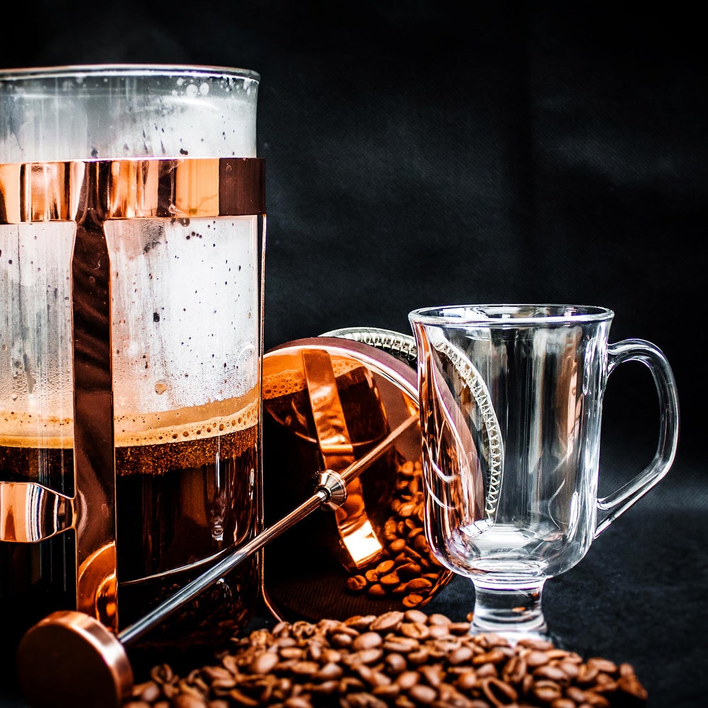 binsakao Irish Coffee Glasses, Latte Glasses Set of 4 Latte Mugs, 230ml Glass Coffee Mugs with Handle, Cappuccino Cups Hot Chocolate Glasses