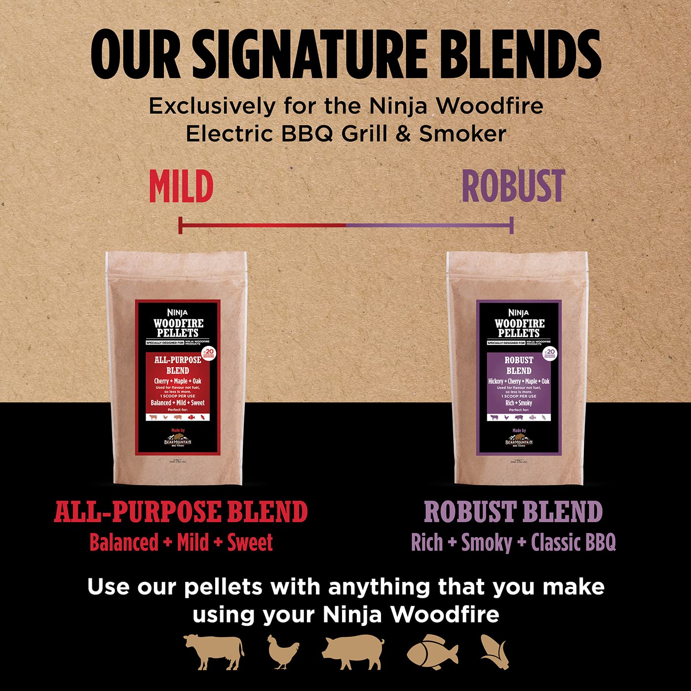 - Ninja Woodfire Pellets | Robust Blend | 900g Bag | Up to 20 Cooking Sessions -
