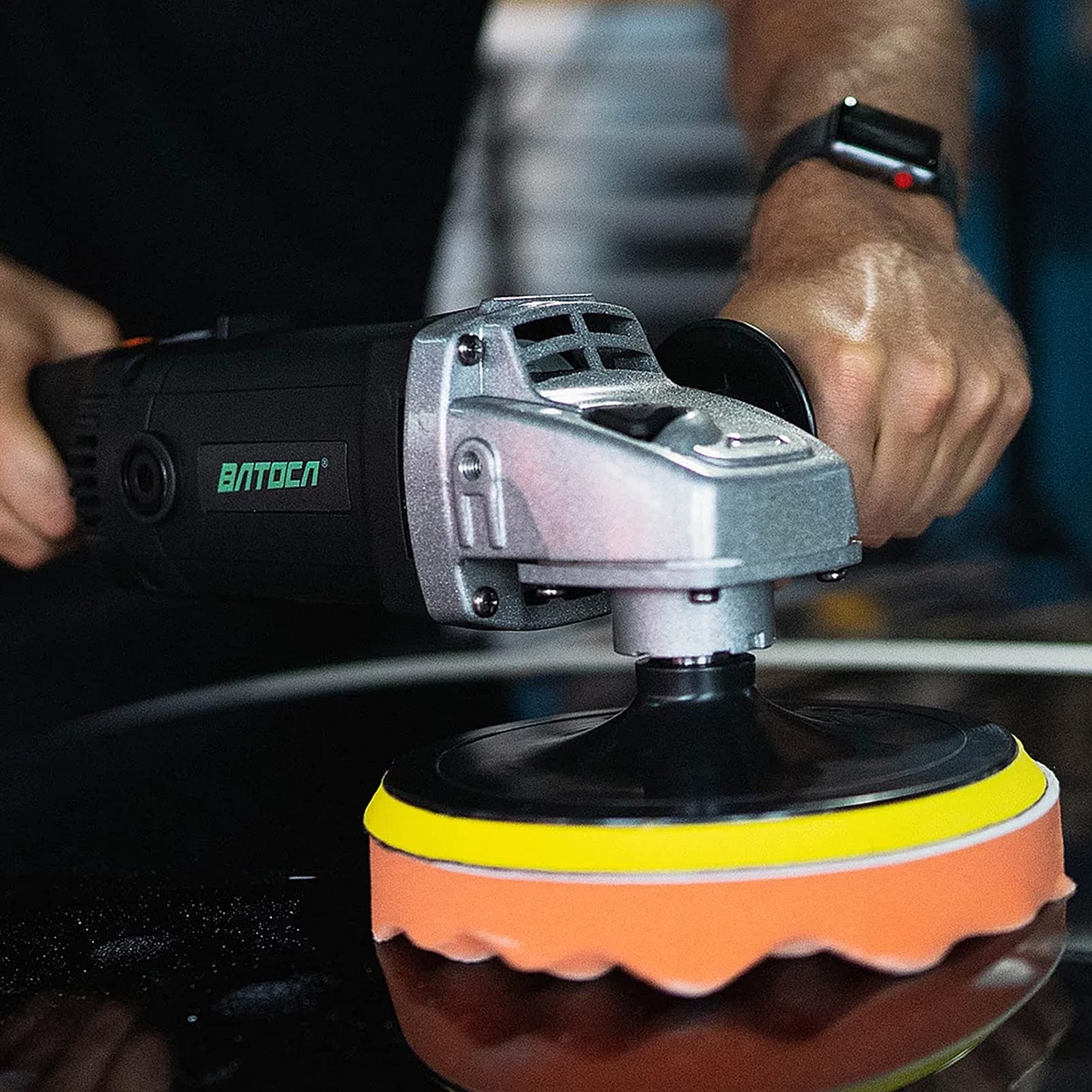 BATOCA Car Polisher Buffer Sander Rotary Polishing Machine 1200W 5-Inch & 7-Inch Buffing Polish Pad Kit Variable 6 Speeds 600-3000 RPM for Car Boat Floor Clean Polishing