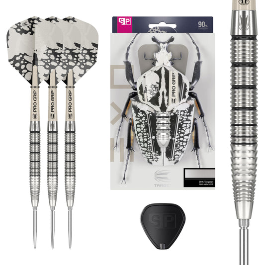 - TARGET Darts | EXO Edition 90% Tungsten Steel Tip Darts Set | 24g | Barrel SP02 – Steel Tip Dart Set -