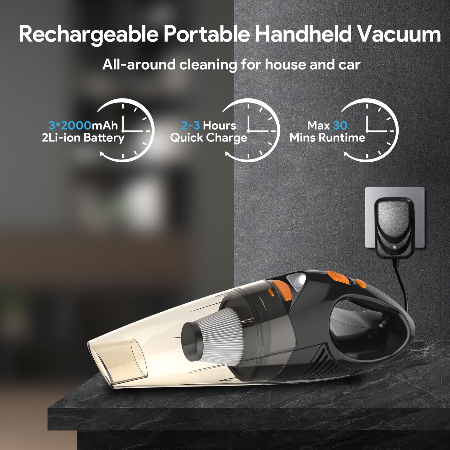 - Kitsky Handheld Cordless Vacuum Cleaner | Lightweight Car Vacuum Cleaner -