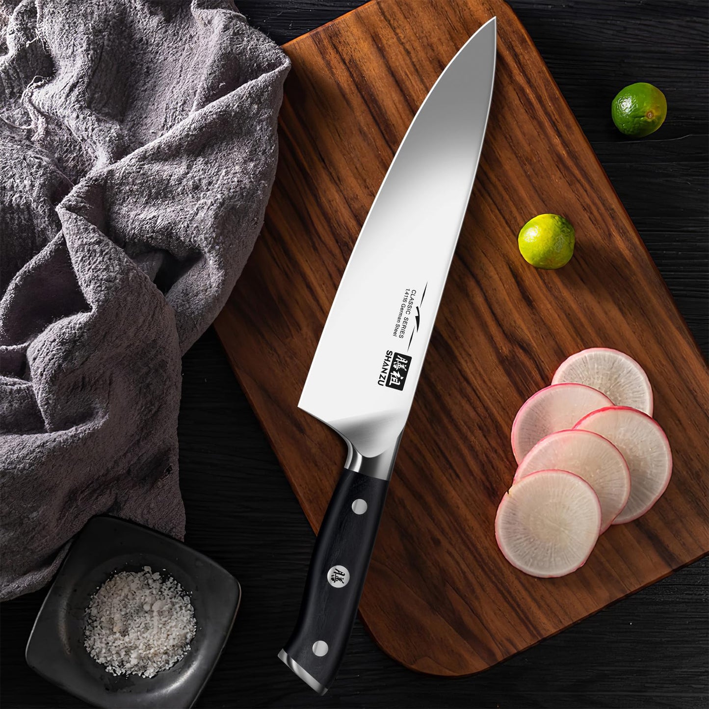 - SHAN ZU Japanese Chef Knife 20cm | Ultra Sharp Kitchen Knives | German Stainless Steel -