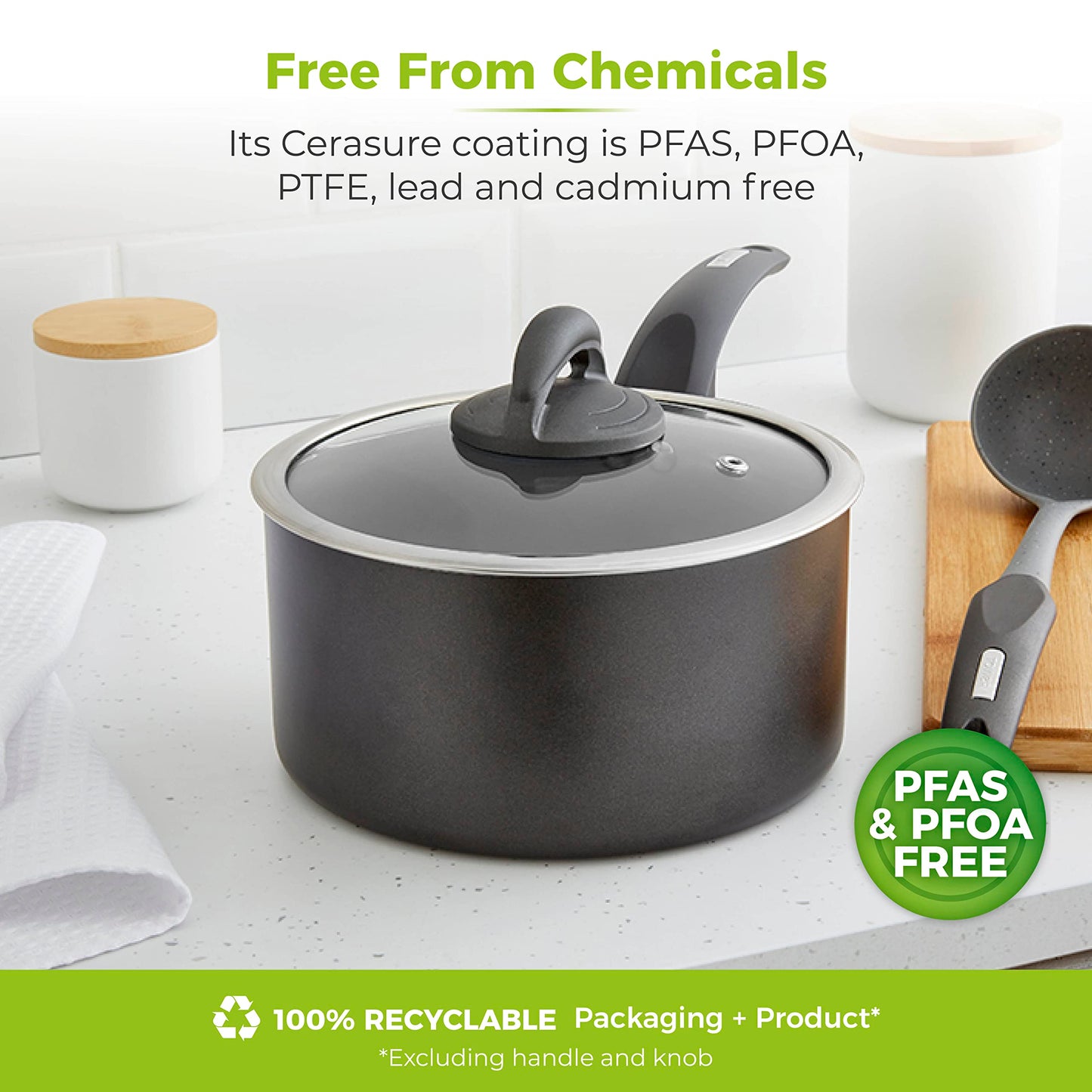 - Tower T80358 Cerasure | 20cm Saucepan | Non-Stick Coating -