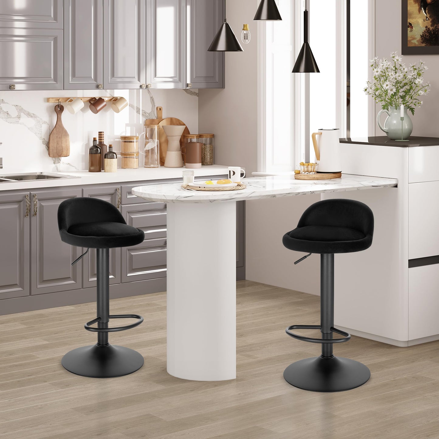 - Lestarain Bar Stool | Single Adjustable & Swivel Breakfast Kitchen Counter Pub Bar Stool -