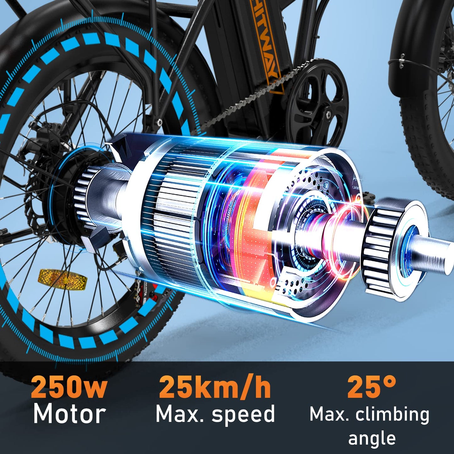 - HITWAY Electric Bike for Adults | 20"*3.0 Fat Tire E-Bike | 250W Electric Bicycle | Folding Electric Bike | 36V/12Ah Removable Battery -