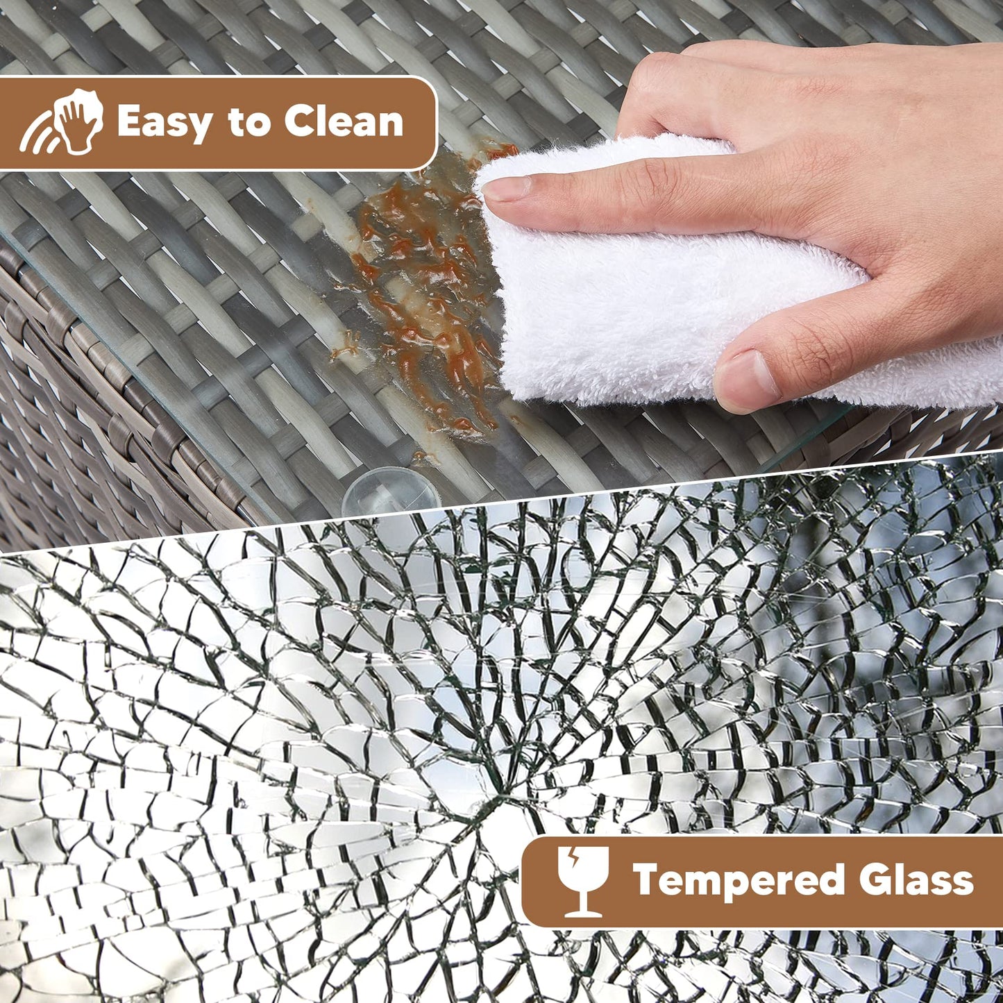 - TMEE Rattan Garden Outdoor Furniture Set Gray | 3 Pieces Patio Conversation Sets -