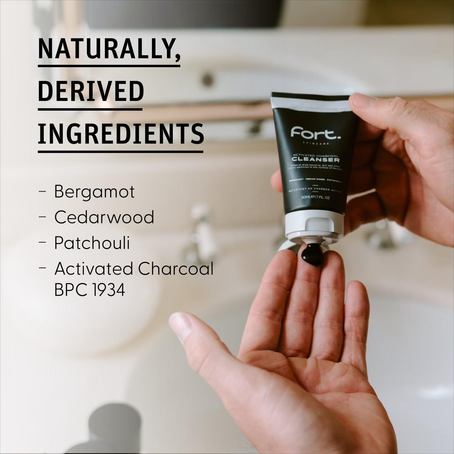 - Fort Skincare | Activated Charcoal Cleanser for Men | 50ml | Improves Skin | Removes Dirt | Controls Oil -