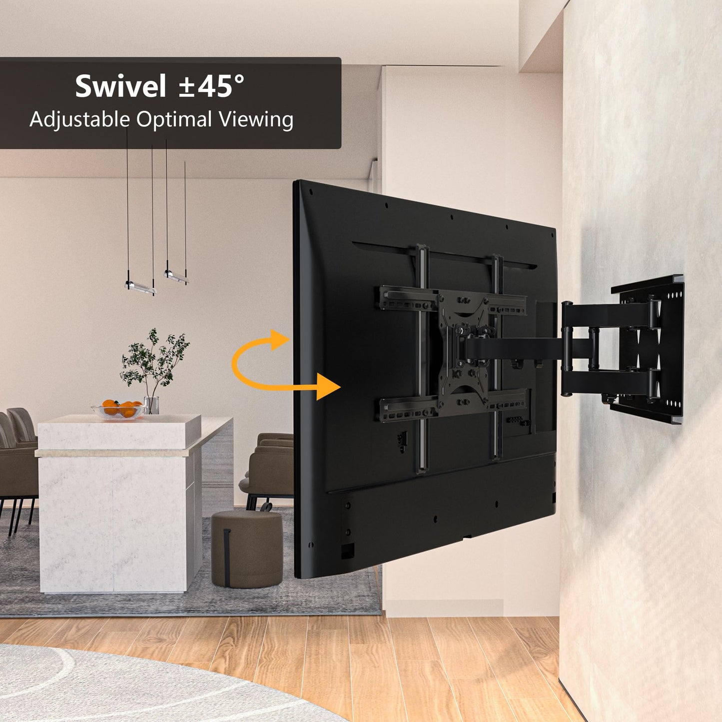 BONTEC TV Wall Bracket for 37-80 inch LED LCD Flat & Curved Screen, Swivel Tilt TV Wall Mount Full Motion, Heavy Duty Strong Solid Dual Arms up to 65KG, Max VESA 600x400mm, with HDMI Cable