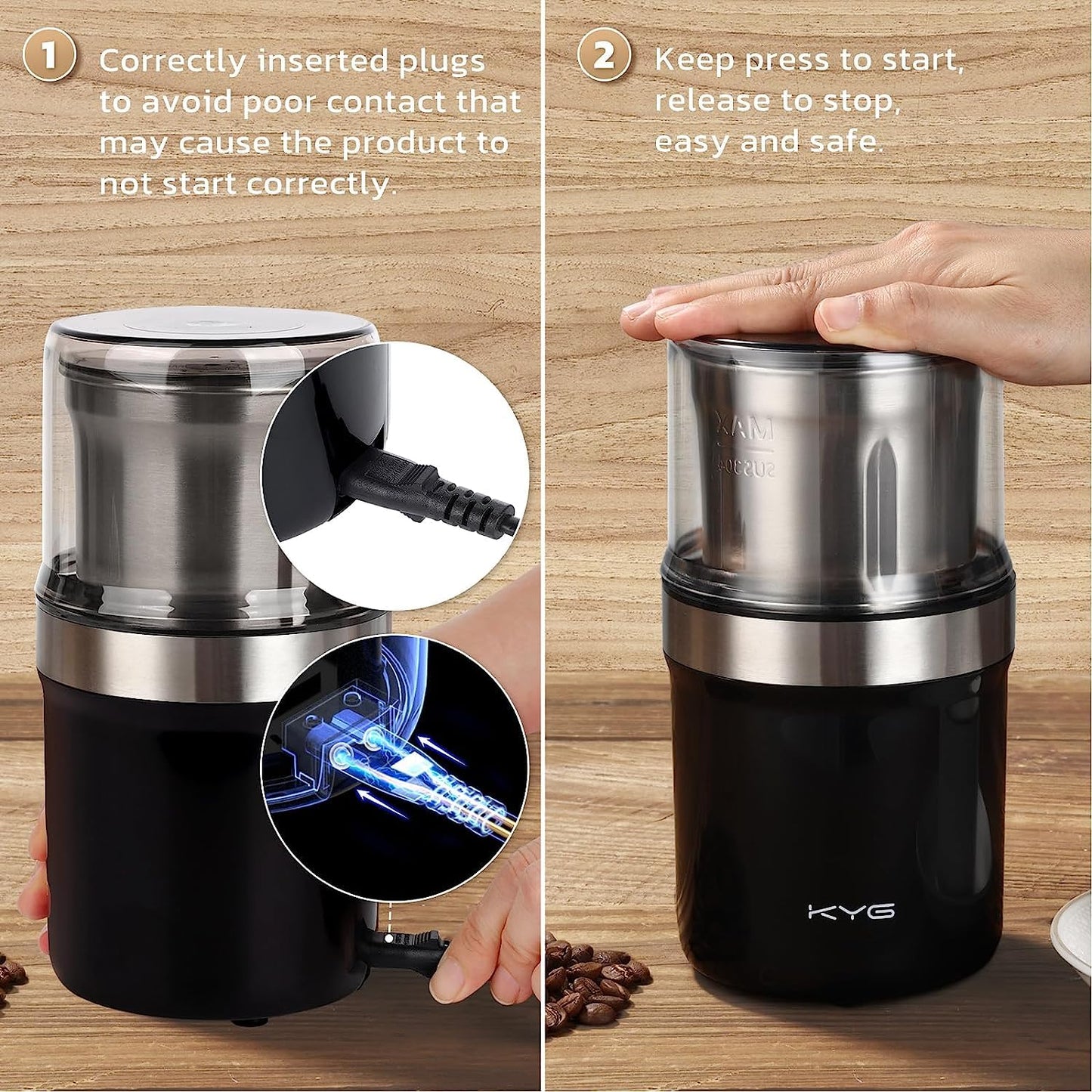 - KYG Coffee Grinder | Electric Grinder for Seeds, Herb, Nuts -