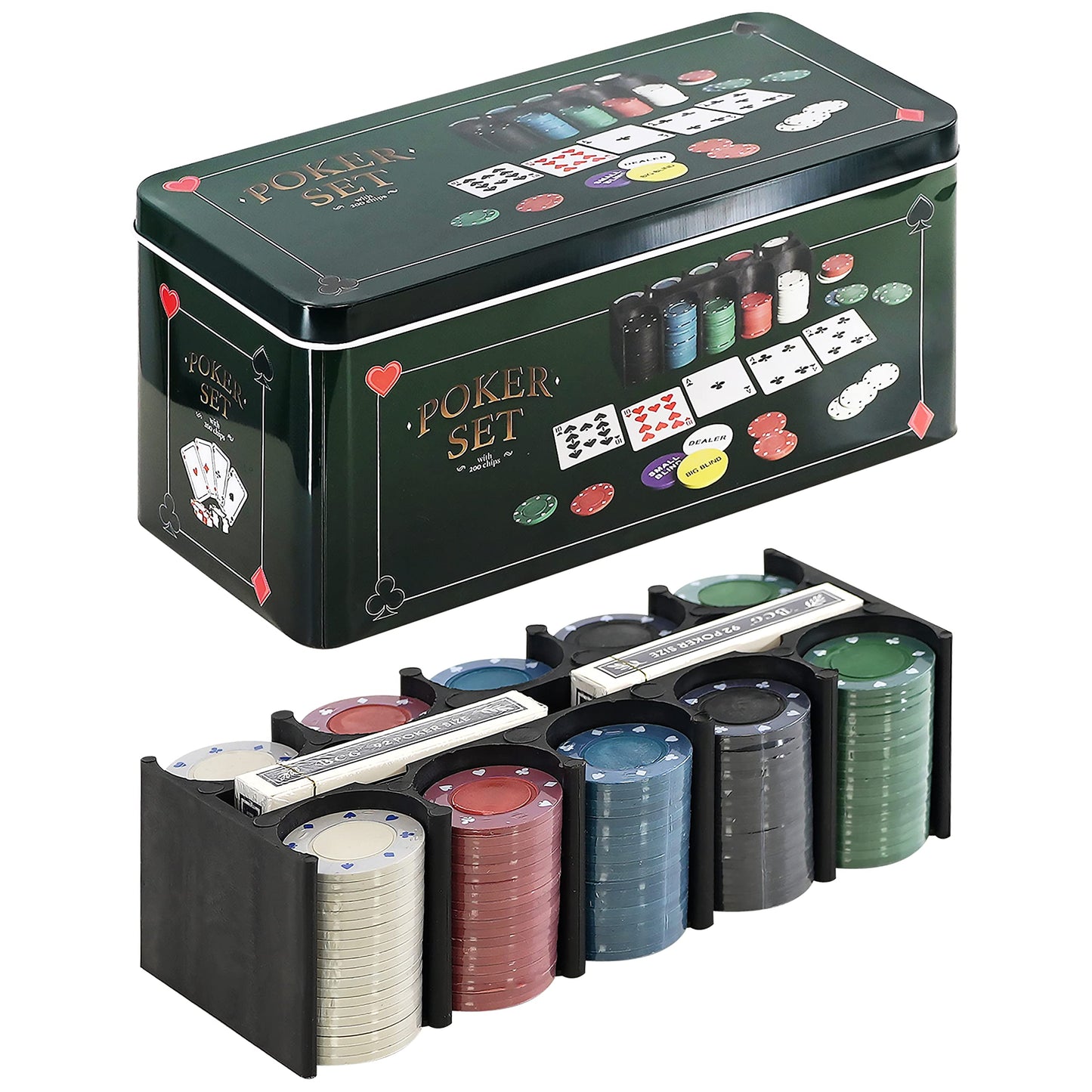 - The Magic Toy Shop | 200 Piece Poker Set Casino Style Game With Mat -