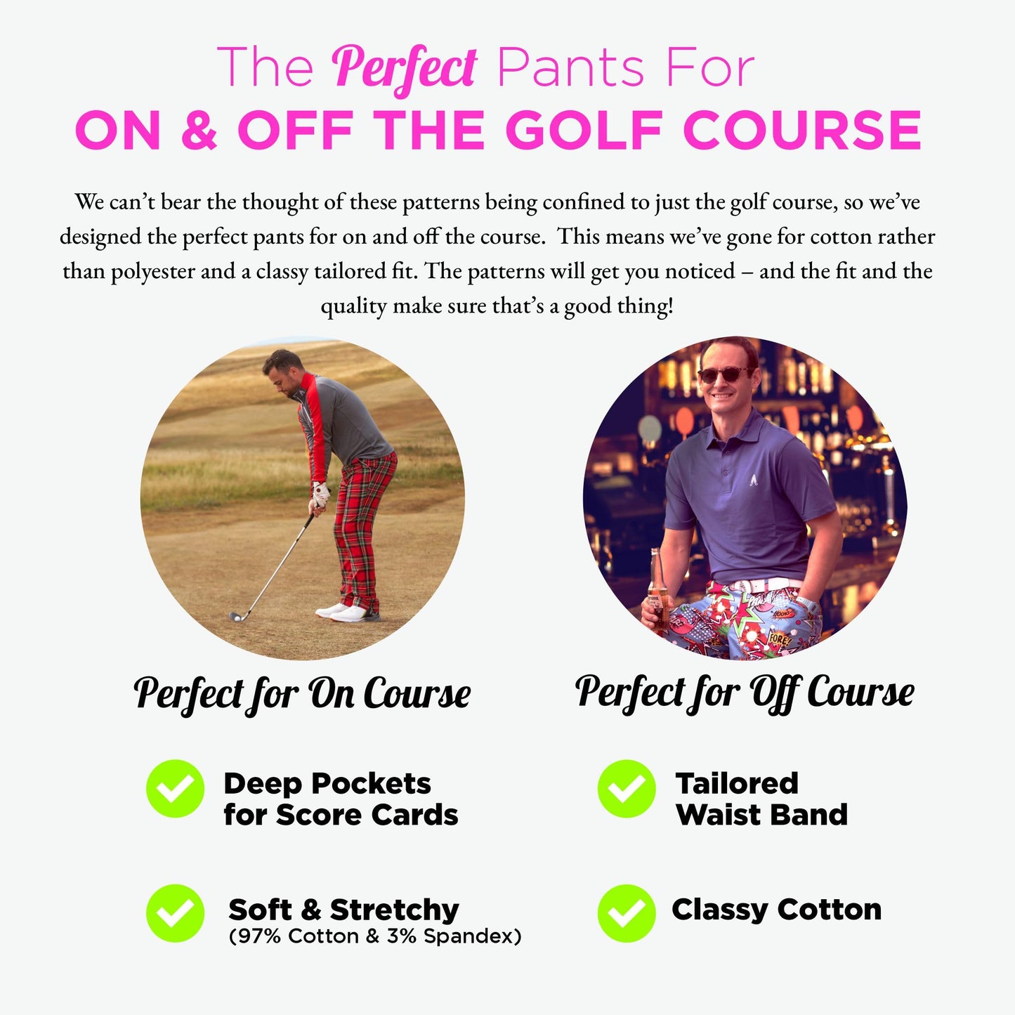 - Royal & Awesome | Loud MacLeod Golf Trousers for Men | Slim Fit | Men's Golf Trousers -