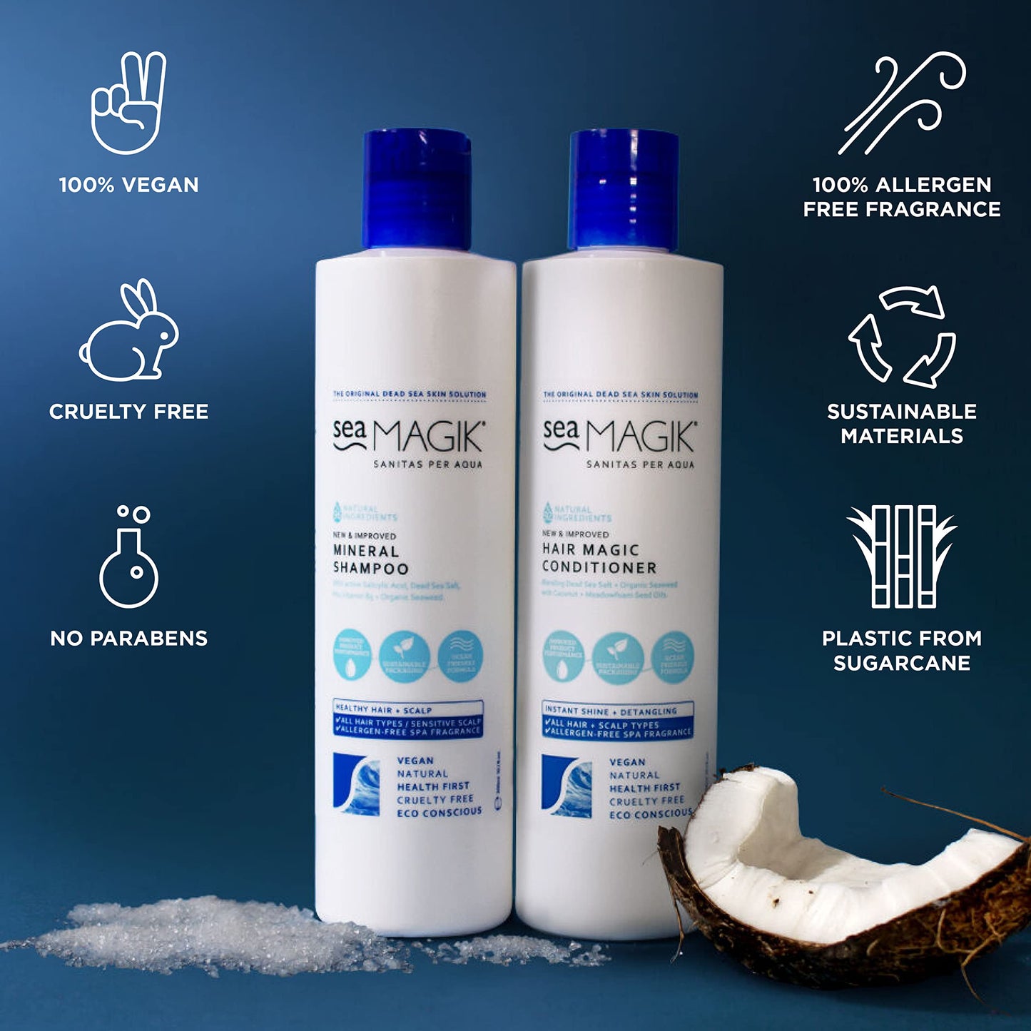 - Sea Magik | Natural Shampoo and Conditioner Set | Allergen-Free Spa Fragrance | Great for Dry or Sensitive Scalps | Vegan | (2 x 300ml) -