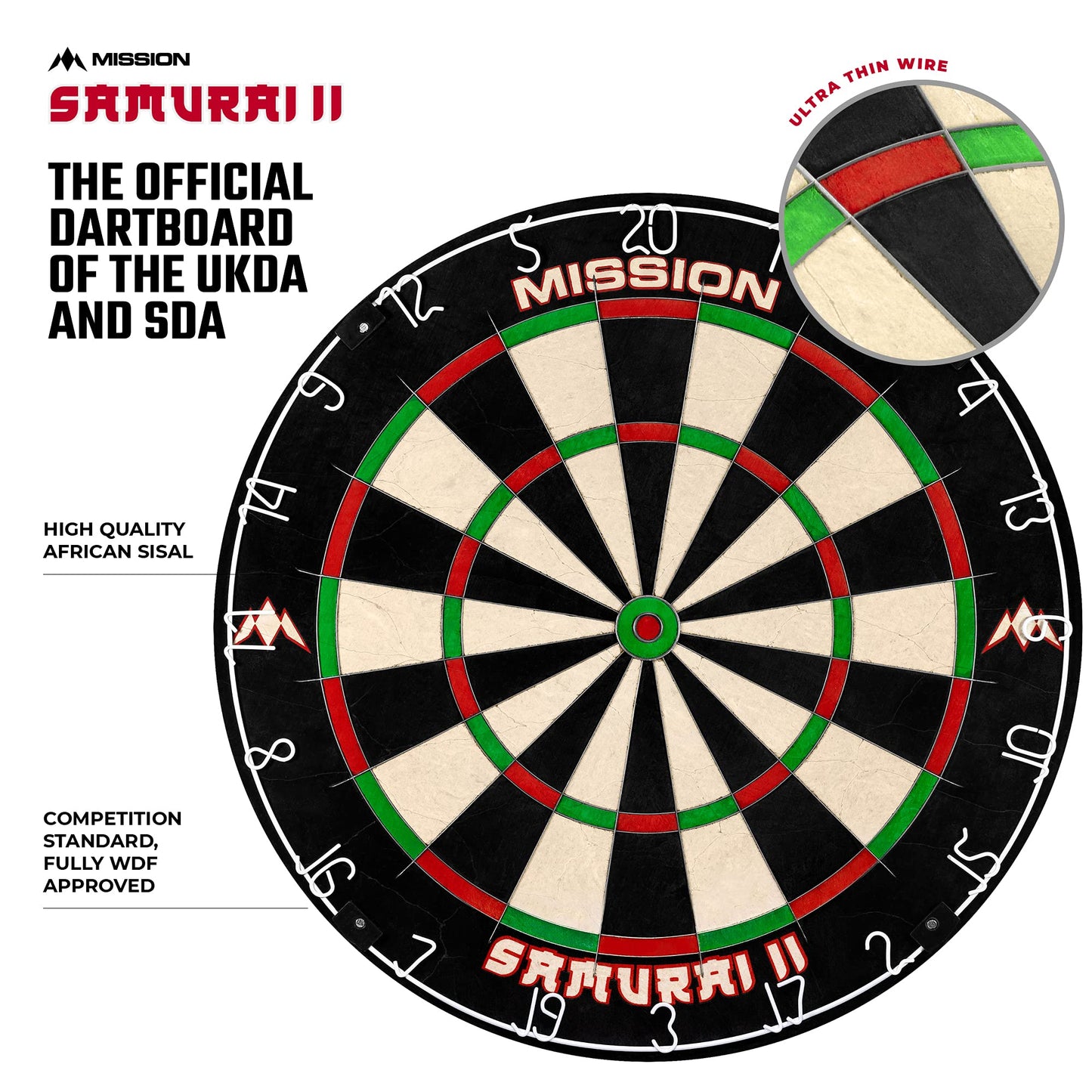 - Mission Darts DB023 Samurai II | Professional Competition Standard Dartboard with Ultra Thin Wire Construction and Non Fade Colours -